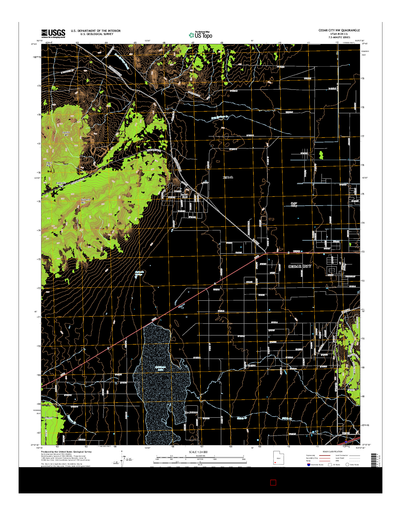 USGS US TOPO 7.5-MINUTE MAP FOR CEDAR CITY NW, UT 2014