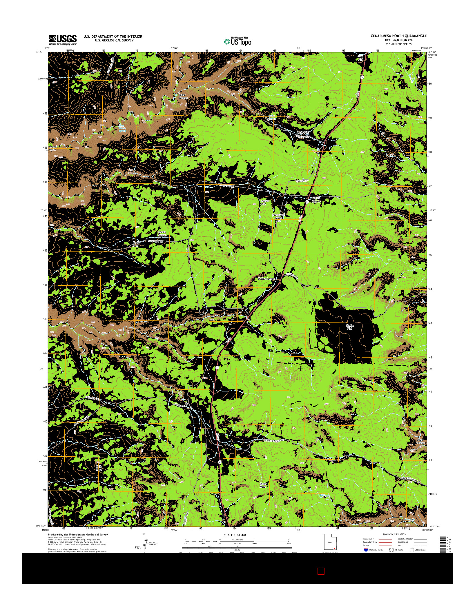 USGS US TOPO 7.5-MINUTE MAP FOR CEDAR MESA NORTH, UT 2014