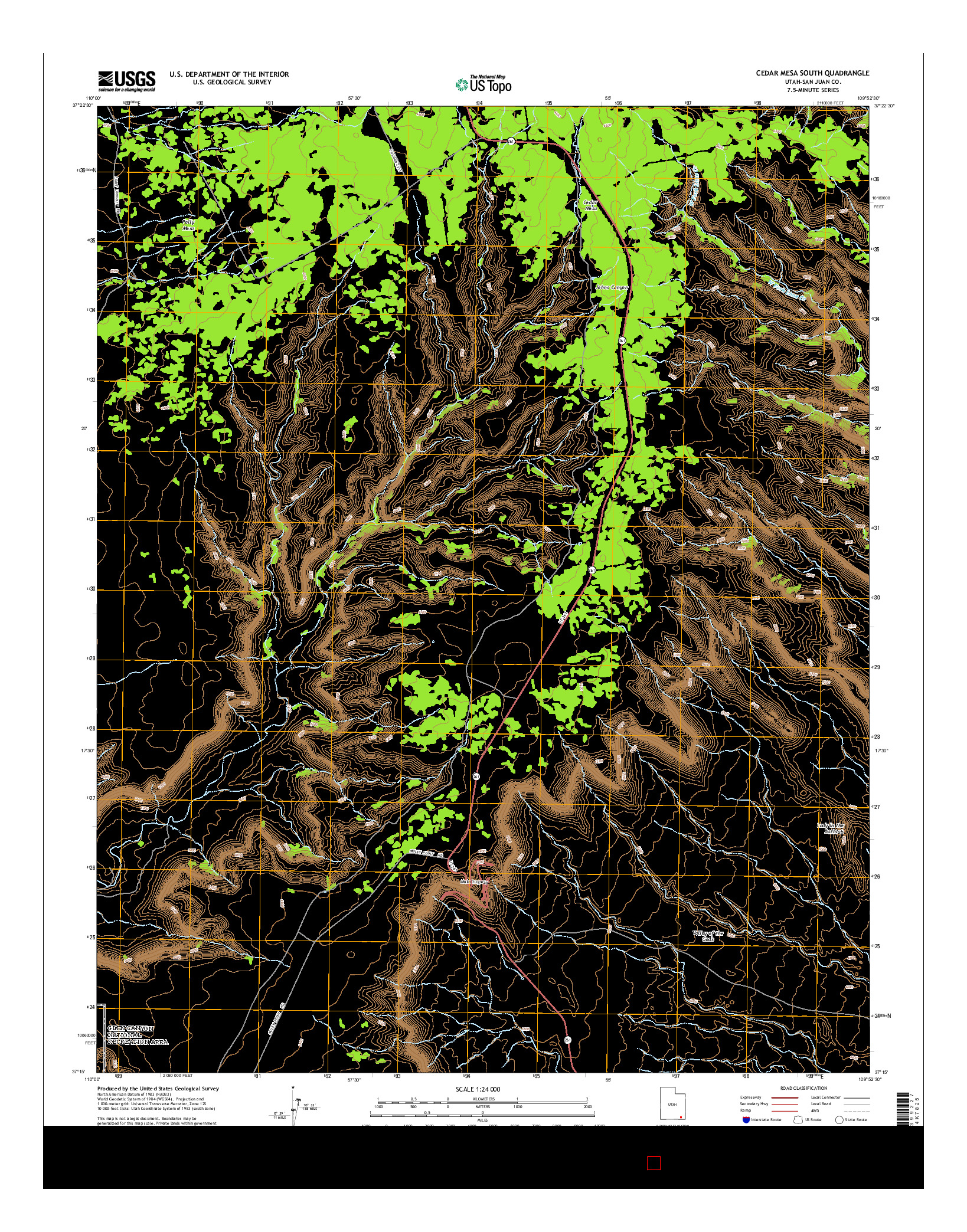 USGS US TOPO 7.5-MINUTE MAP FOR CEDAR MESA SOUTH, UT 2014