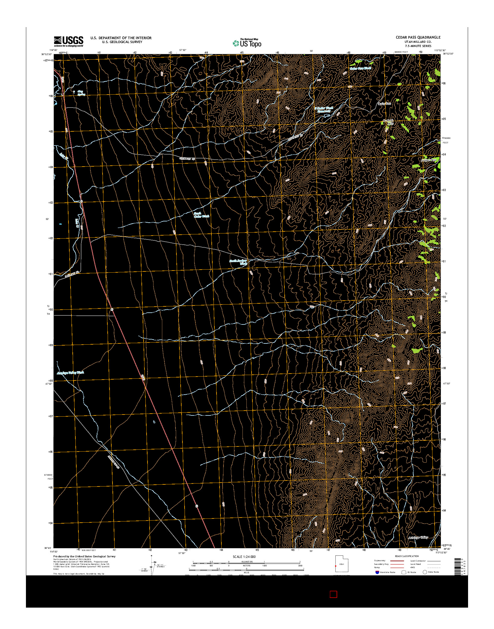 USGS US TOPO 7.5-MINUTE MAP FOR CEDAR PASS, UT 2014