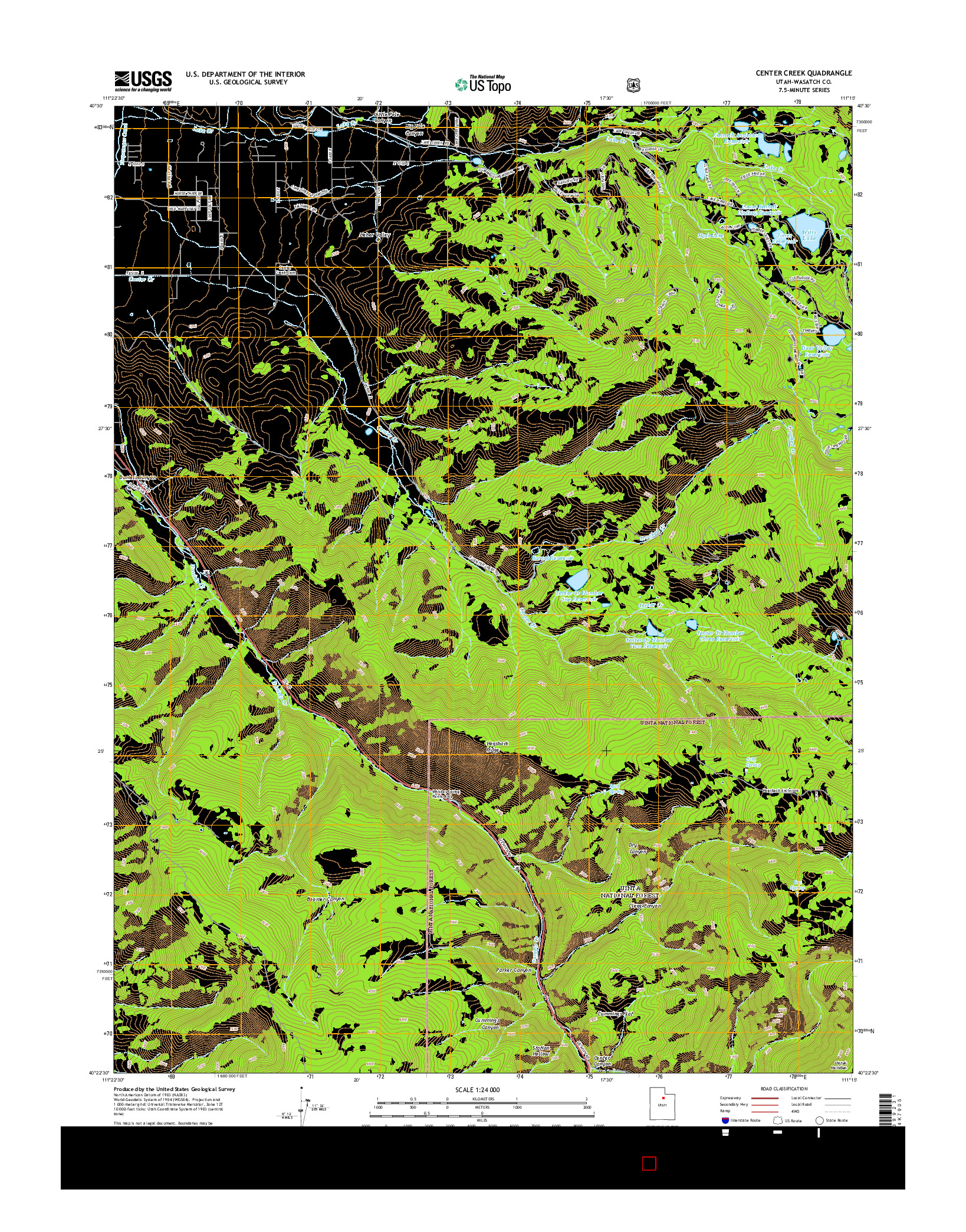 USGS US TOPO 7.5-MINUTE MAP FOR CENTER CREEK, UT 2014