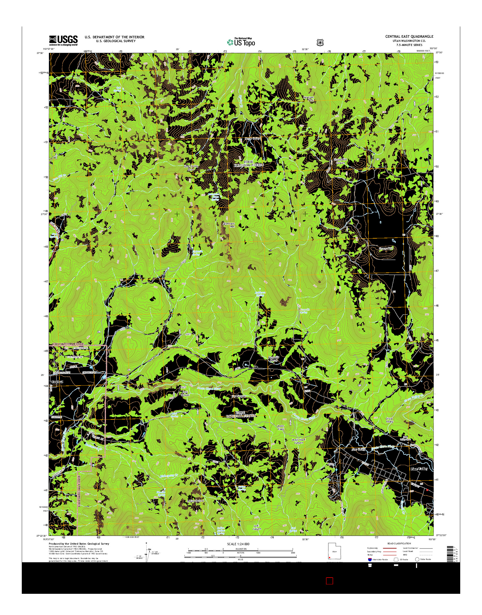 USGS US TOPO 7.5-MINUTE MAP FOR CENTRAL EAST, UT 2014