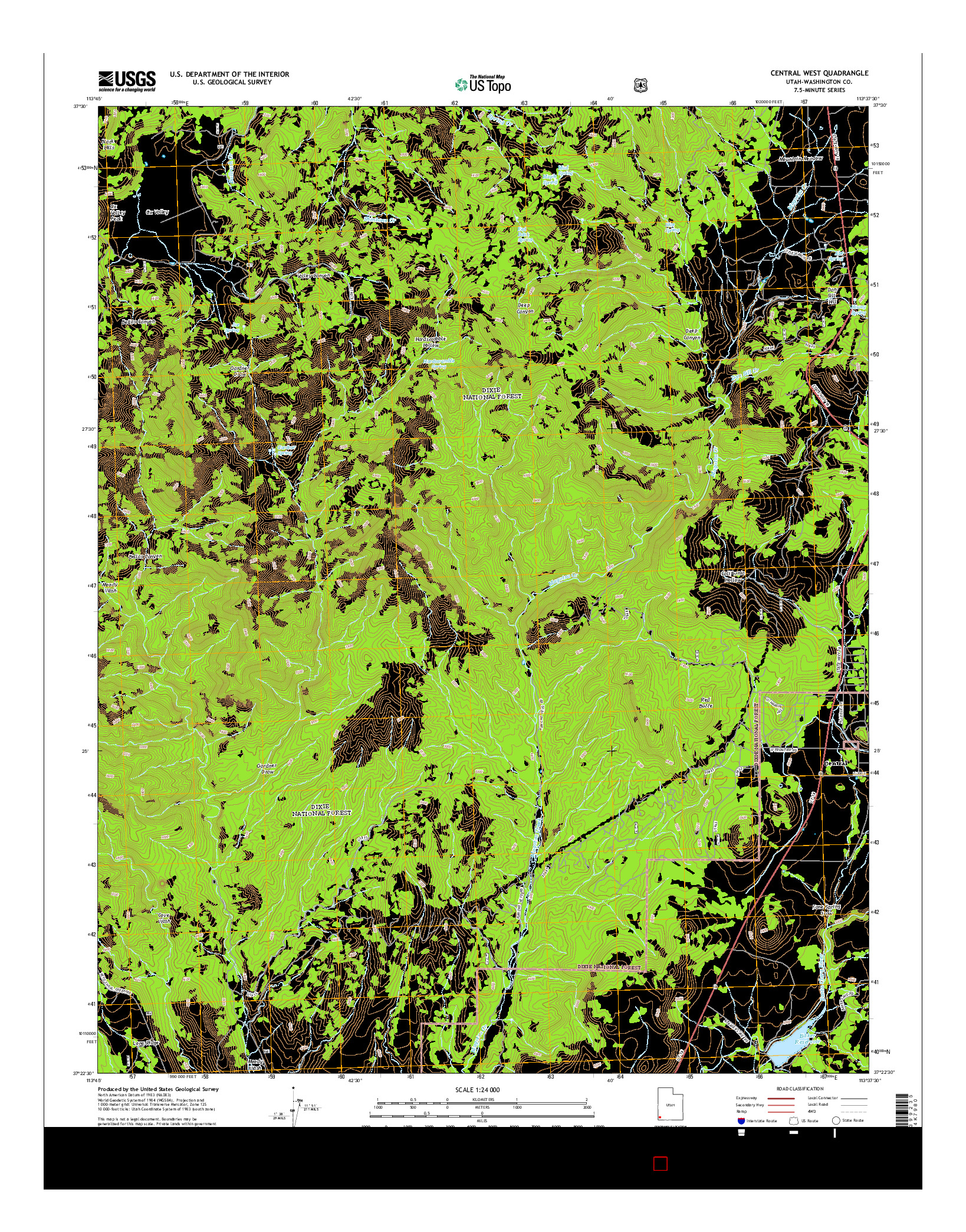 USGS US TOPO 7.5-MINUTE MAP FOR CENTRAL WEST, UT 2014