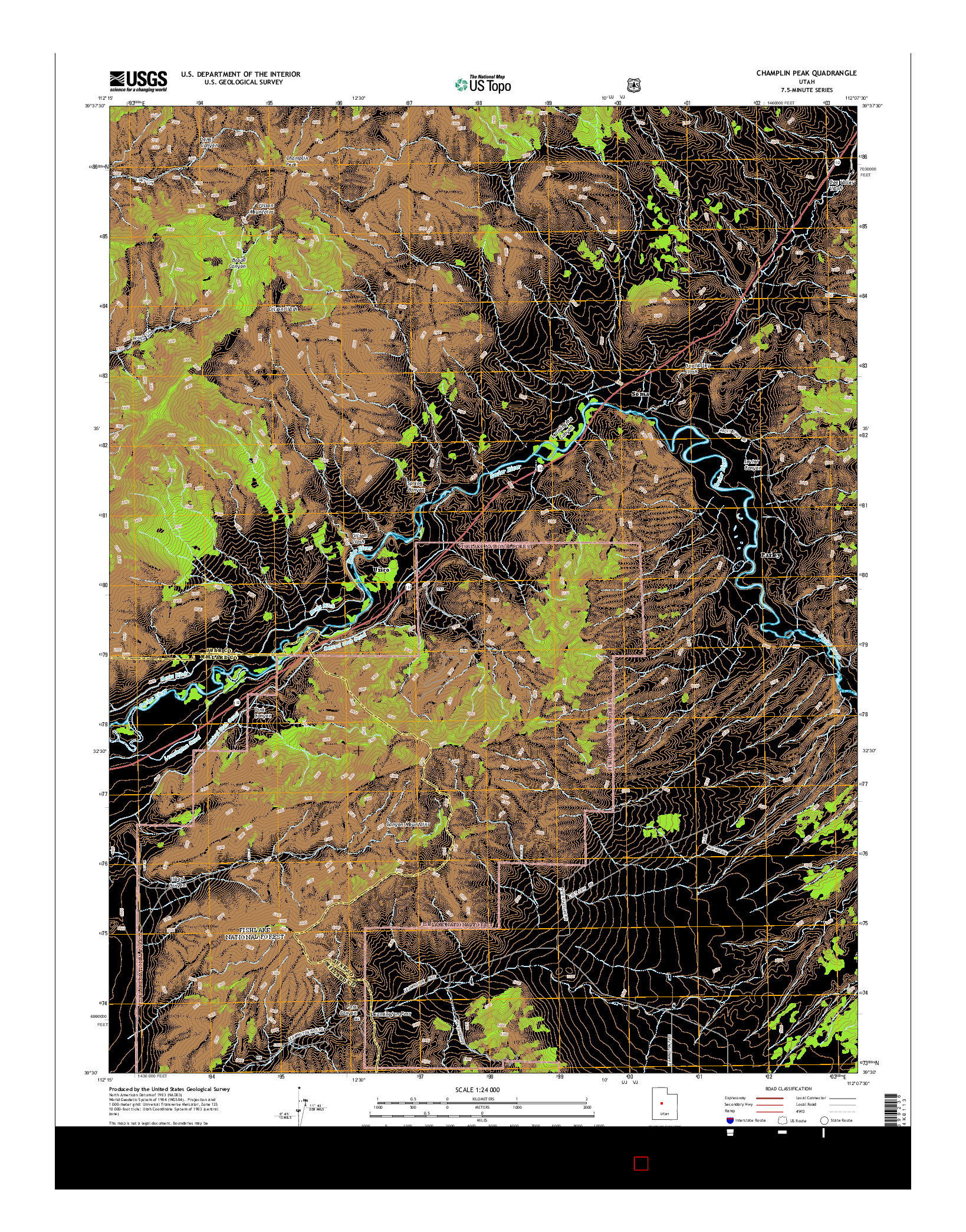 USGS US TOPO 7.5-MINUTE MAP FOR CHAMPLIN PEAK, UT 2014