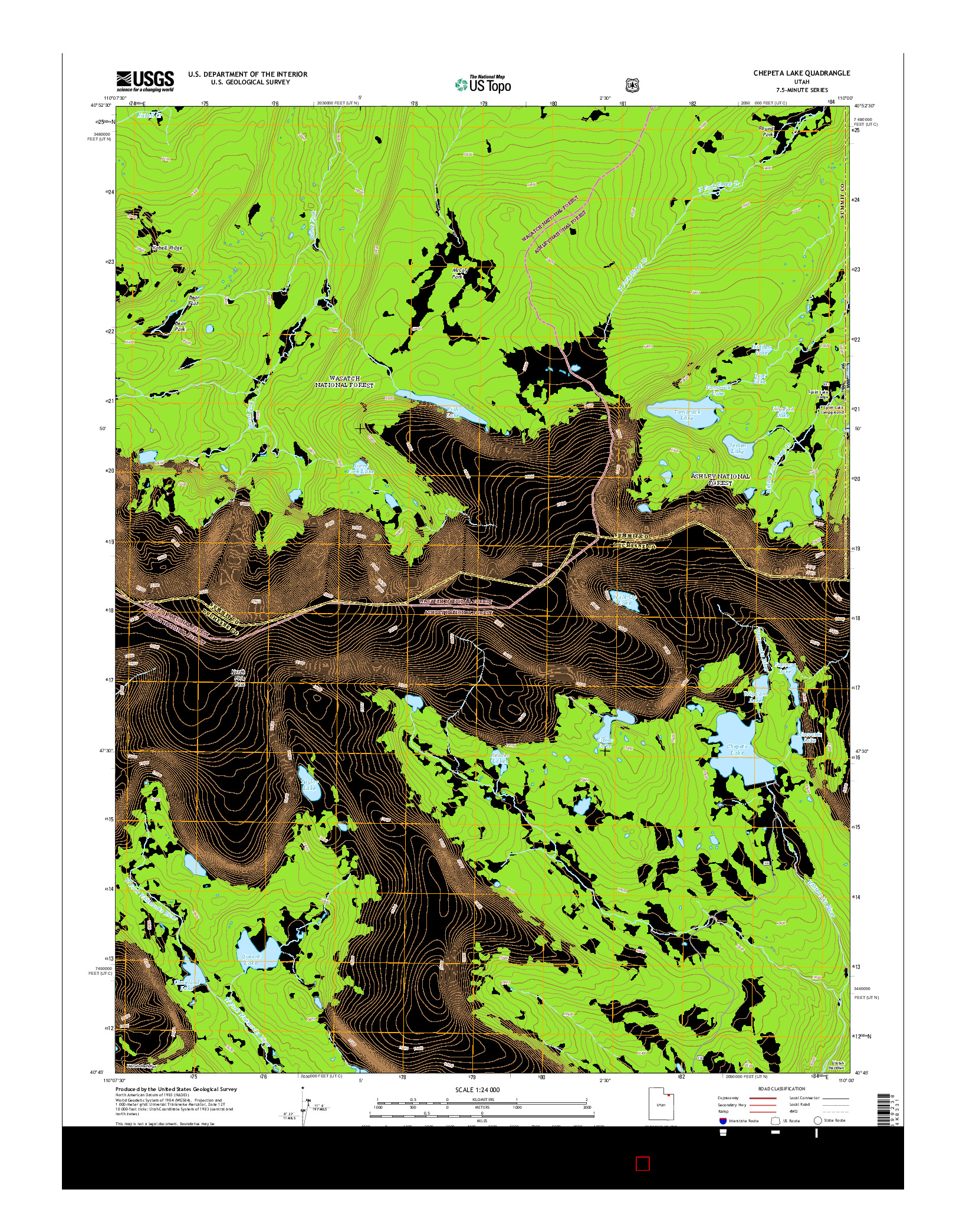 USGS US TOPO 7.5-MINUTE MAP FOR CHEPETA LAKE, UT 2014