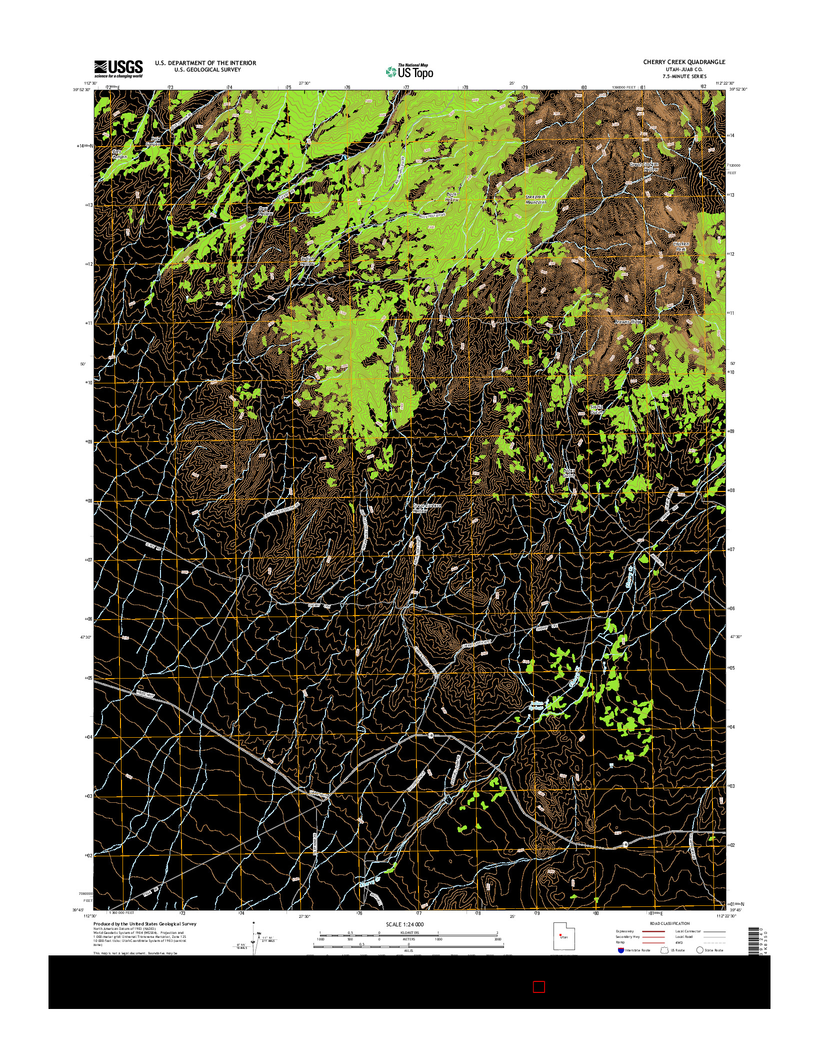 USGS US TOPO 7.5-MINUTE MAP FOR CHERRY CREEK, UT 2014