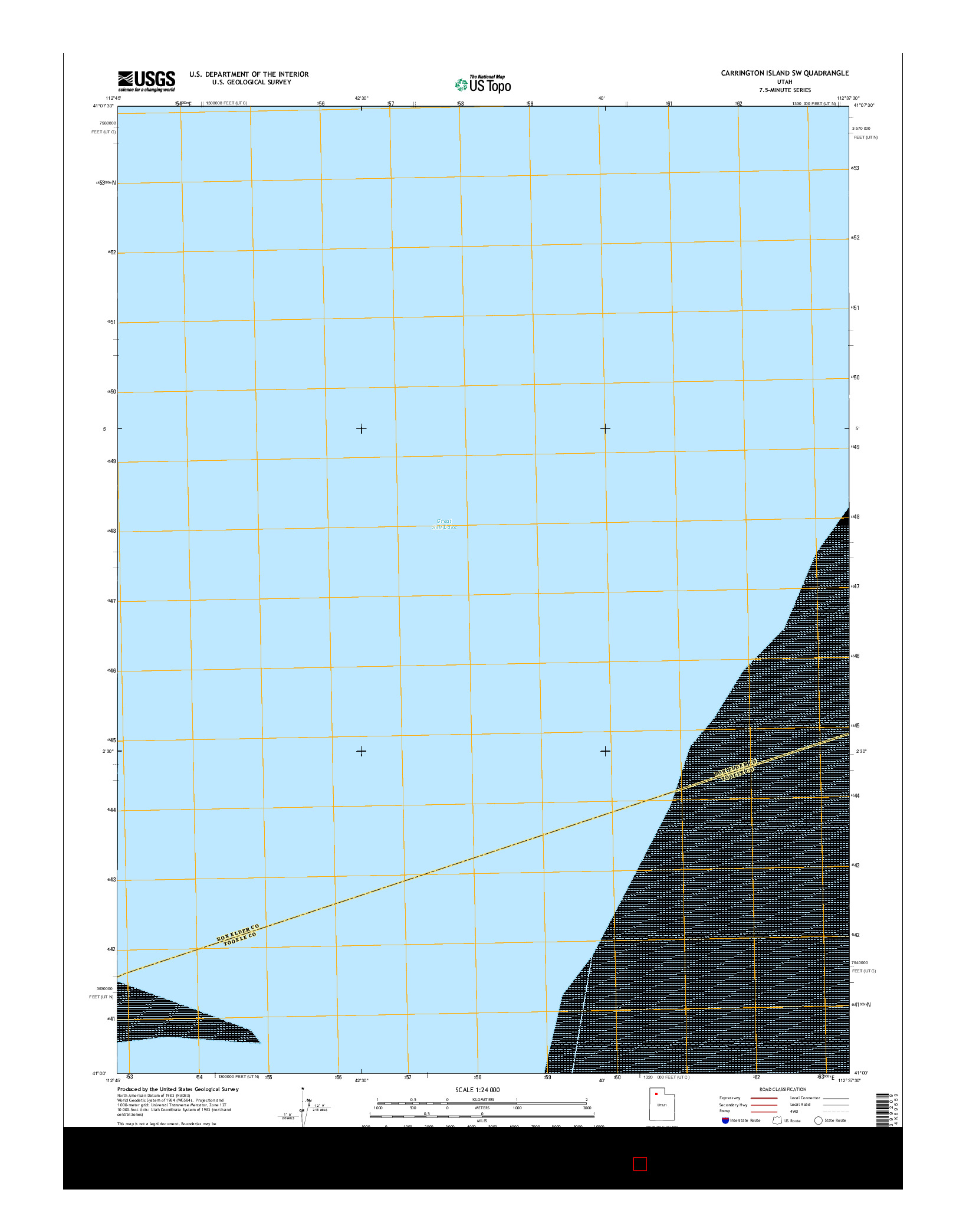 USGS US TOPO 7.5-MINUTE MAP FOR CARRINGTON ISLAND SW, UT 2014