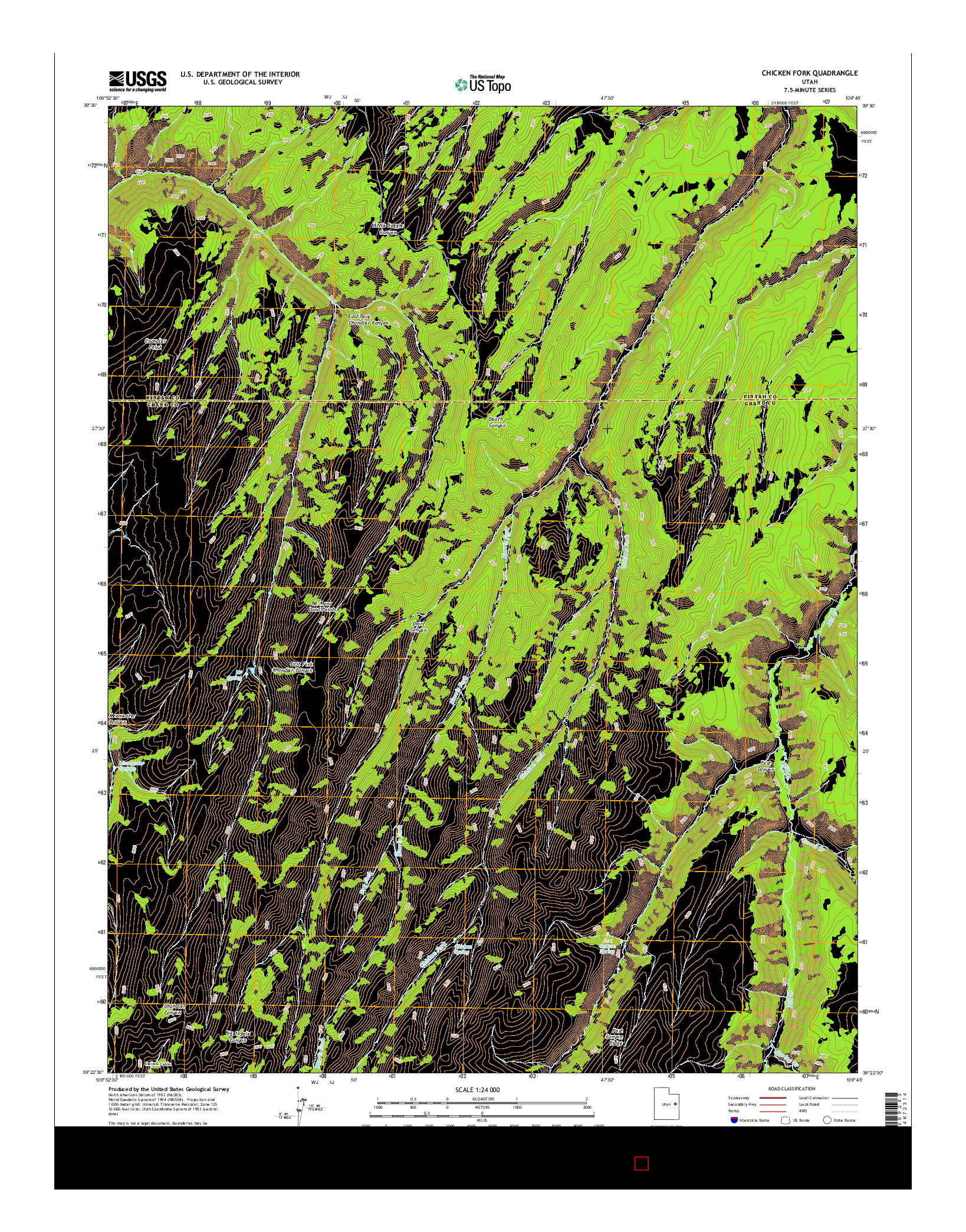 USGS US TOPO 7.5-MINUTE MAP FOR CHICKEN FORK, UT 2014