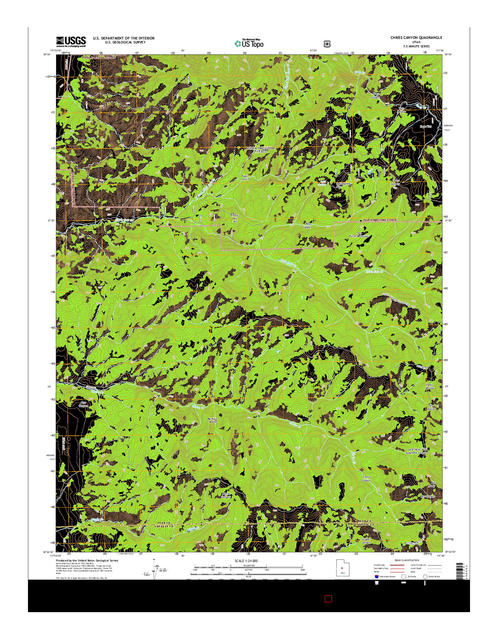 USGS US TOPO 7.5-MINUTE MAP FOR CHRISS CANYON, UT 2014