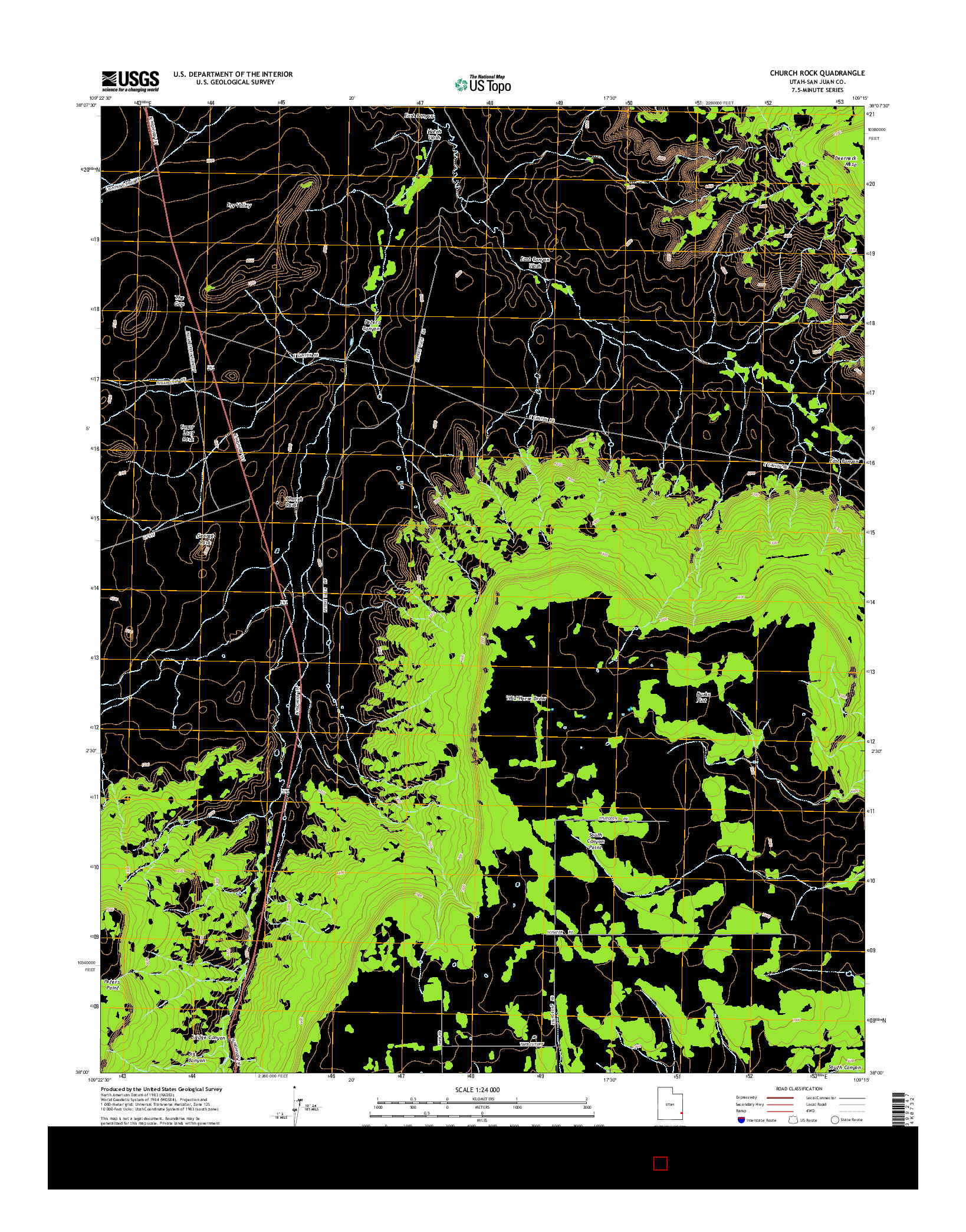 USGS US TOPO 7.5-MINUTE MAP FOR CHURCH ROCK, UT 2014