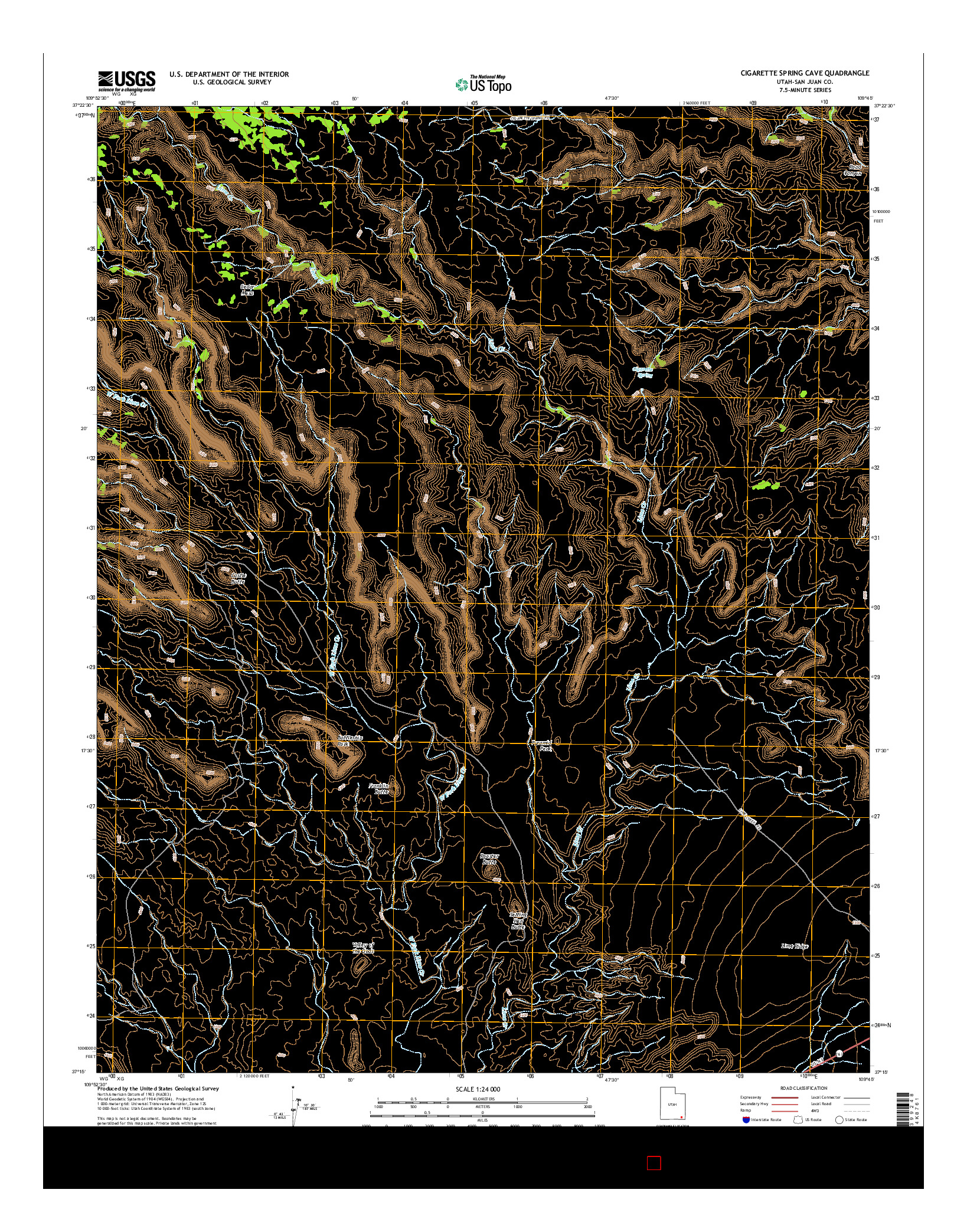 USGS US TOPO 7.5-MINUTE MAP FOR CIGARETTE SPRING CAVE, UT 2014