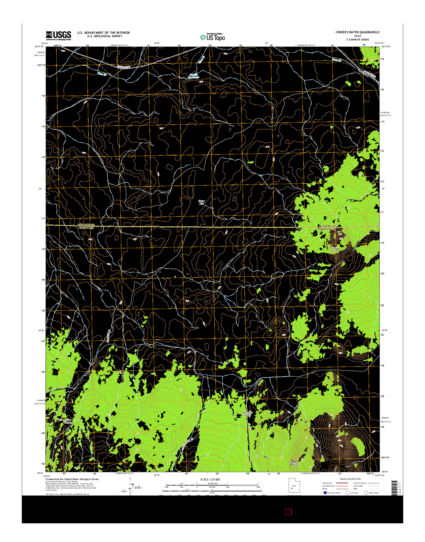 USGS US TOPO 7.5-MINUTE MAP FOR CINDER CRATER, UT 2014