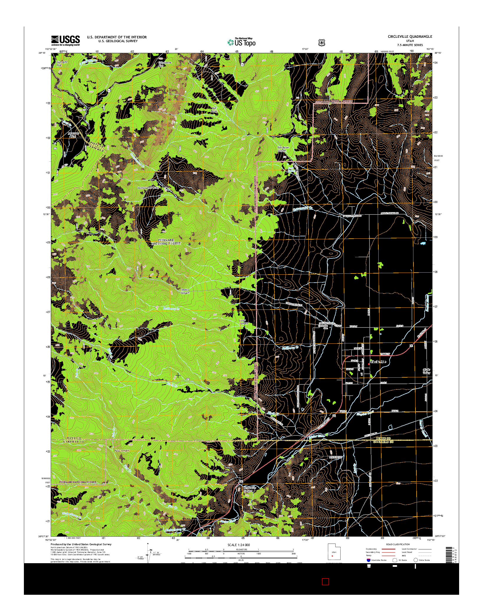 USGS US TOPO 7.5-MINUTE MAP FOR CIRCLEVILLE, UT 2014