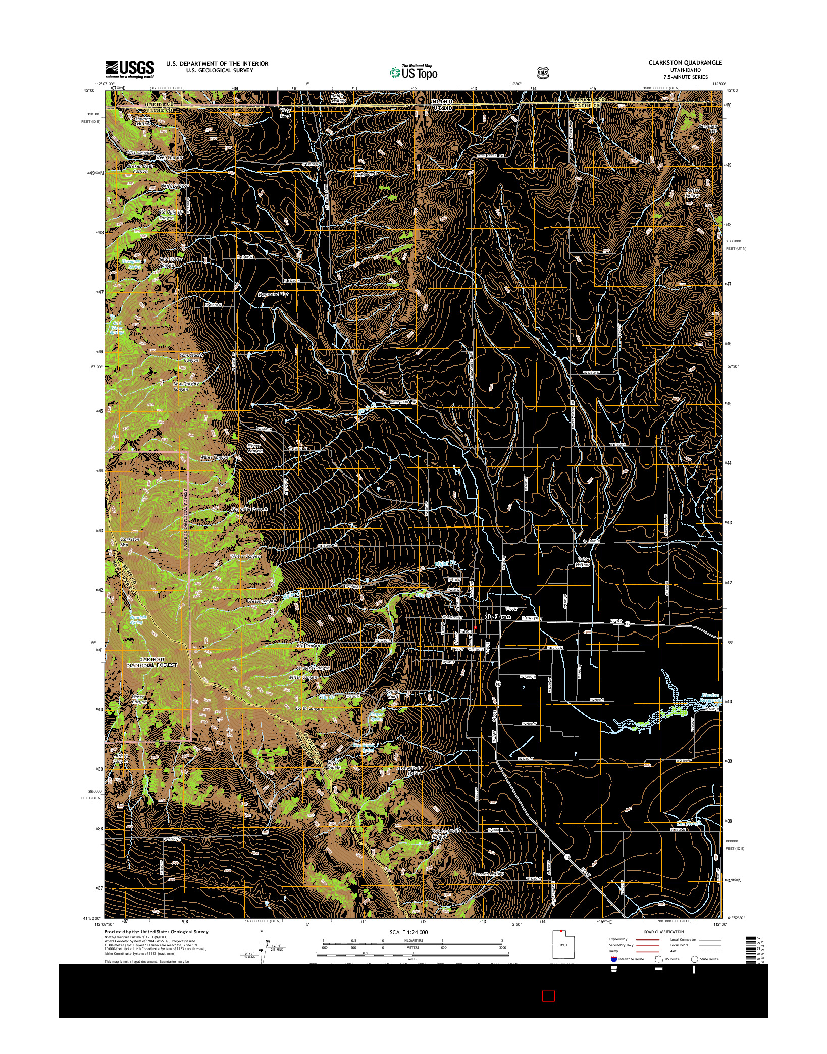USGS US TOPO 7.5-MINUTE MAP FOR CLARKSTON, UT-ID 2014