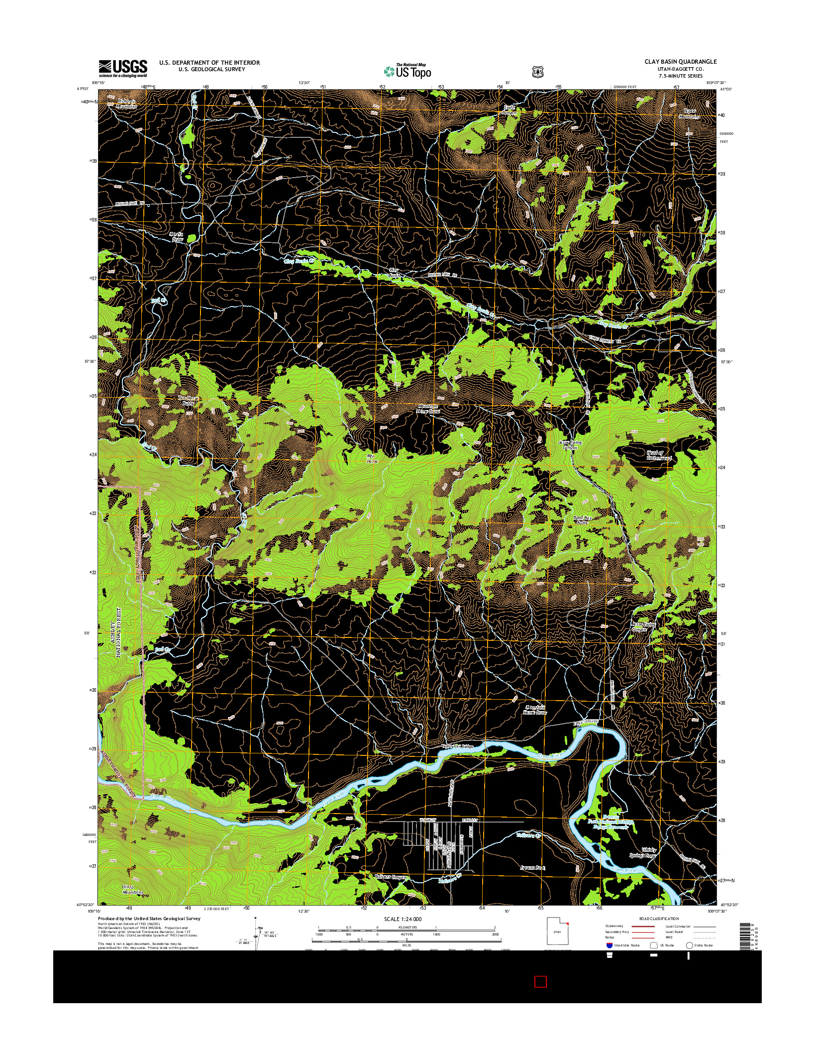 USGS US TOPO 7.5-MINUTE MAP FOR CLAY BASIN, UT 2014