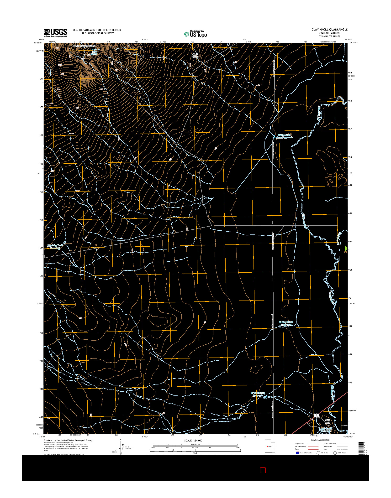 USGS US TOPO 7.5-MINUTE MAP FOR CLAY KNOLL, UT 2014