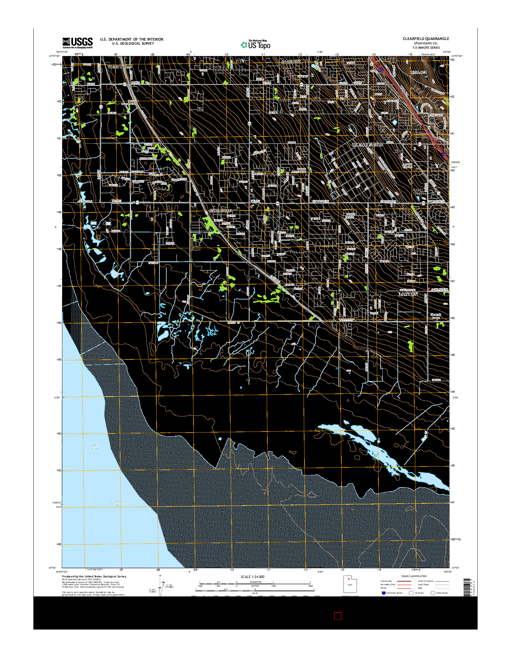 USGS US TOPO 7.5-MINUTE MAP FOR CLEARFIELD, UT 2014