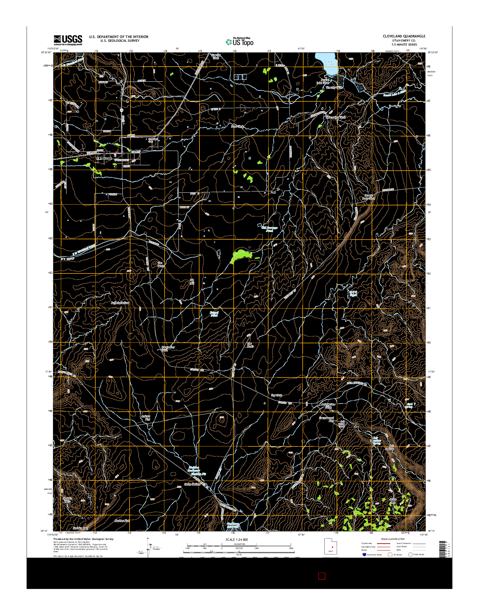USGS US TOPO 7.5-MINUTE MAP FOR CLEVELAND, UT 2014