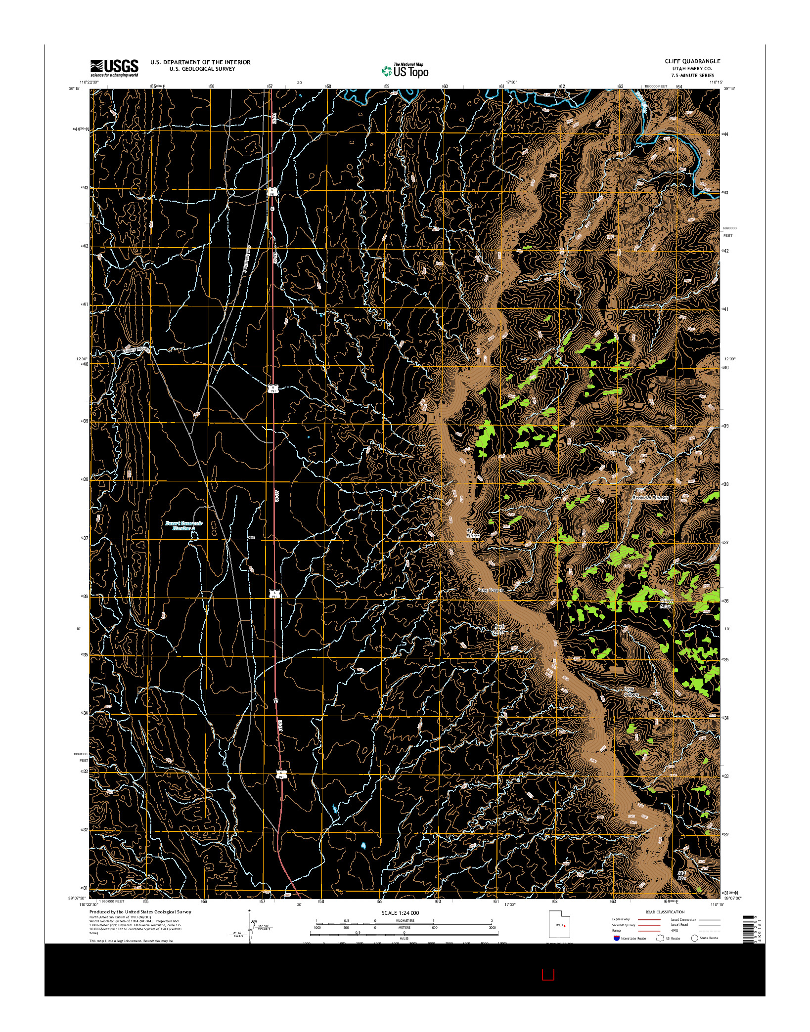 USGS US TOPO 7.5-MINUTE MAP FOR CLIFF, UT 2014