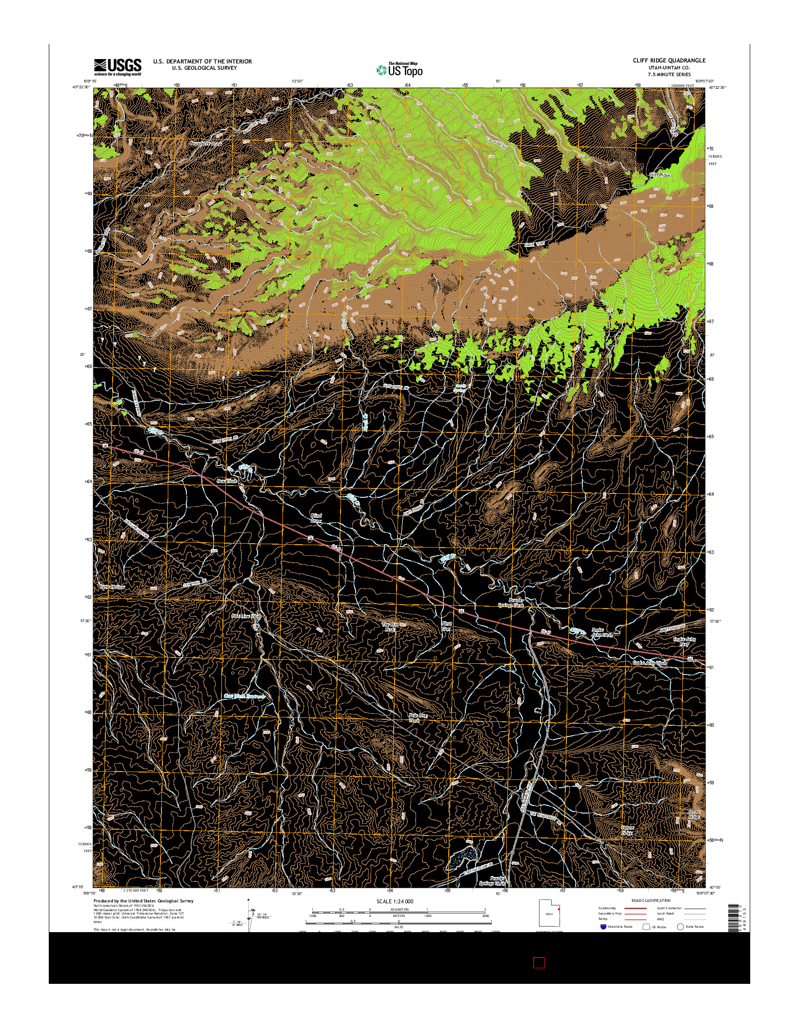 USGS US TOPO 7.5-MINUTE MAP FOR CLIFF RIDGE, UT 2014