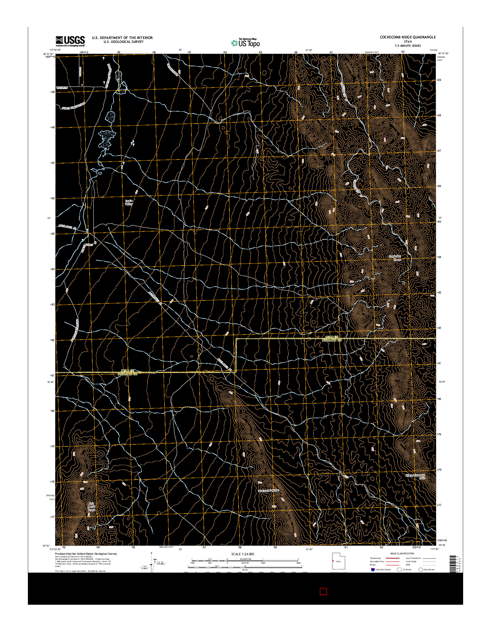 USGS US TOPO 7.5-MINUTE MAP FOR COCKSCOMB RIDGE, UT 2014
