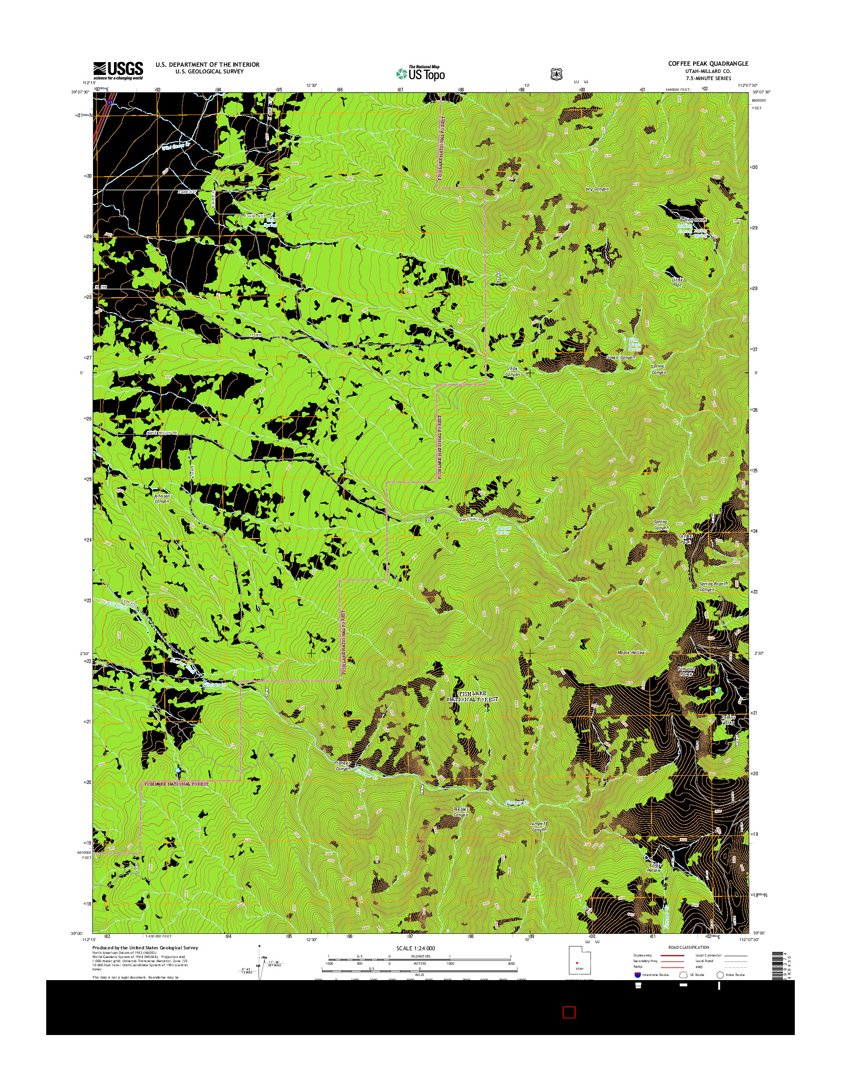 USGS US TOPO 7.5-MINUTE MAP FOR COFFEE PEAK, UT 2014