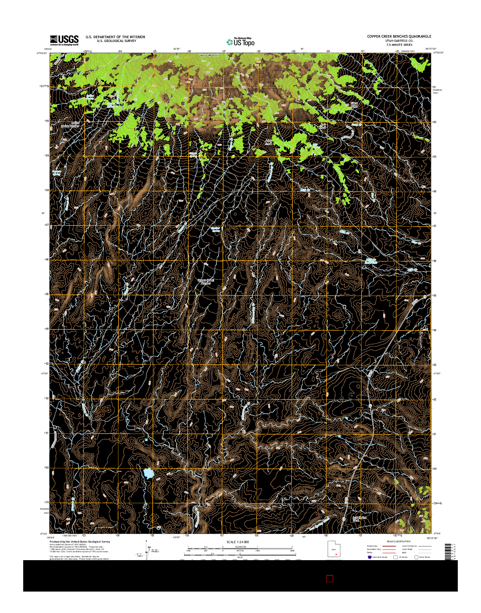 USGS US TOPO 7.5-MINUTE MAP FOR COPPER CREEK BENCHES, UT 2014