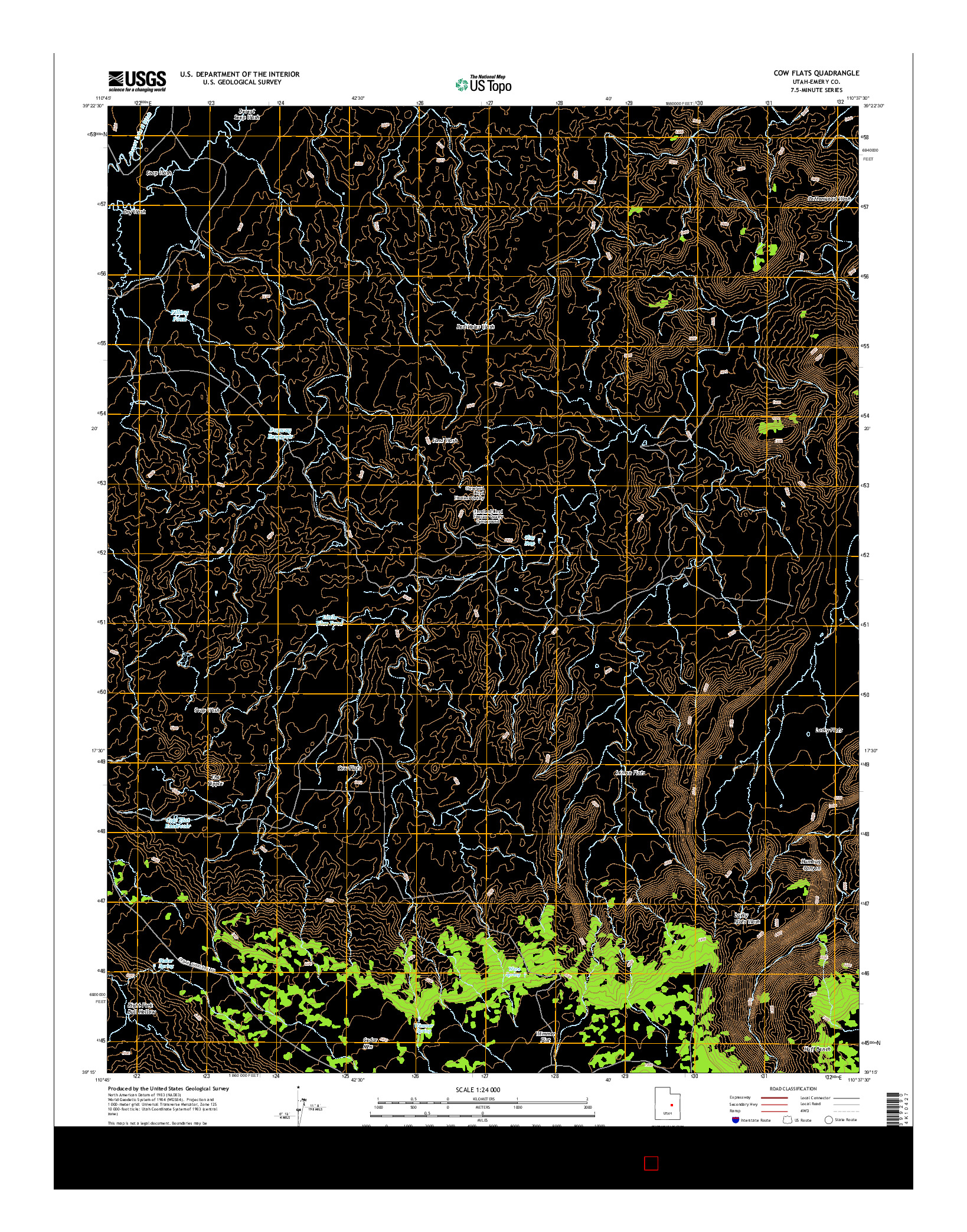 USGS US TOPO 7.5-MINUTE MAP FOR COW FLATS, UT 2014