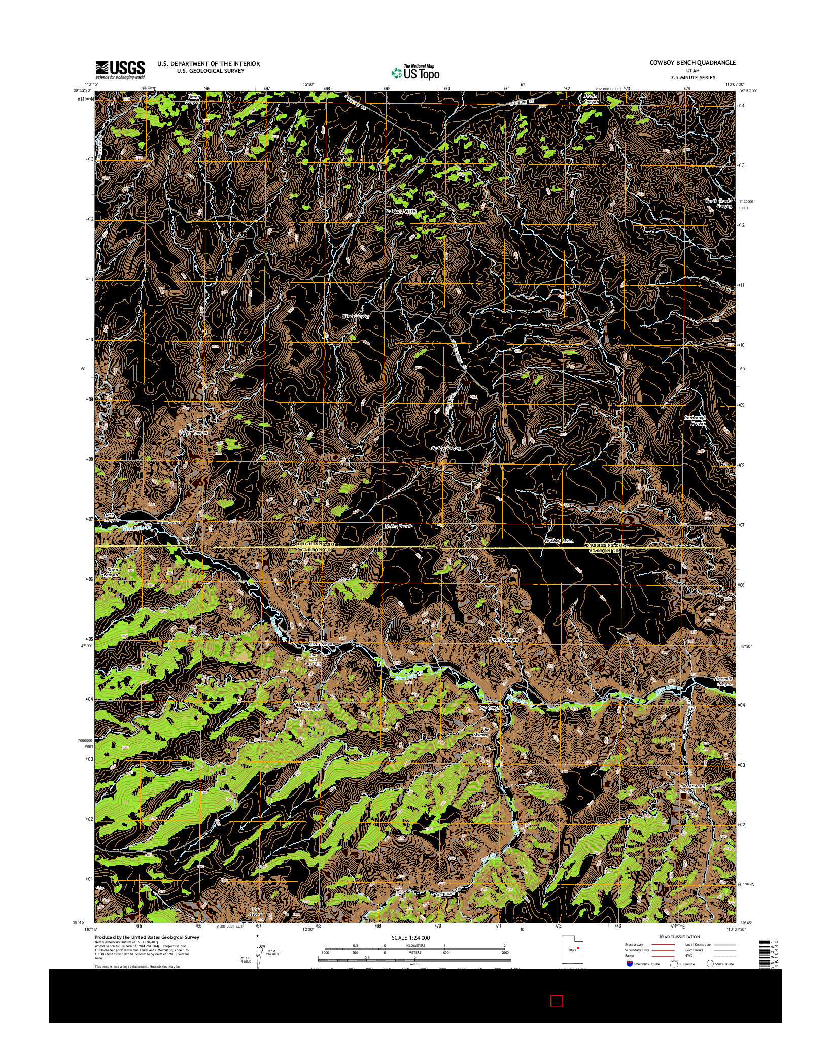 USGS US TOPO 7.5-MINUTE MAP FOR COWBOY BENCH, UT 2014