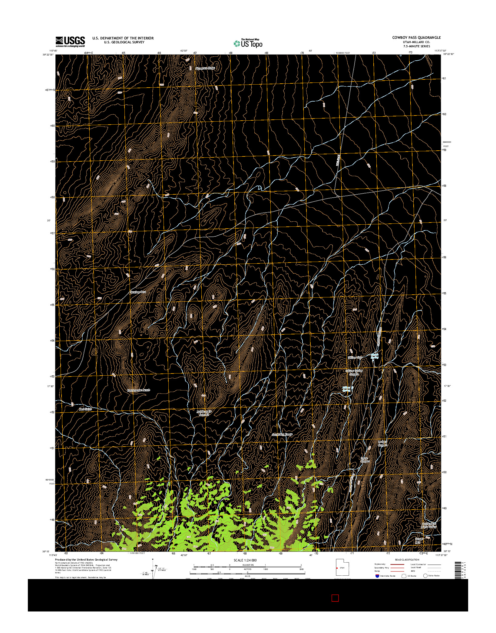 USGS US TOPO 7.5-MINUTE MAP FOR COWBOY PASS, UT 2014