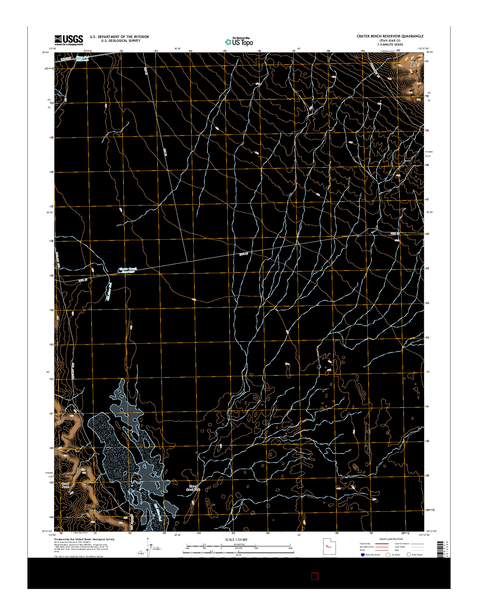 USGS US TOPO 7.5-MINUTE MAP FOR CRATER BENCH RESERVOIR, UT 2014