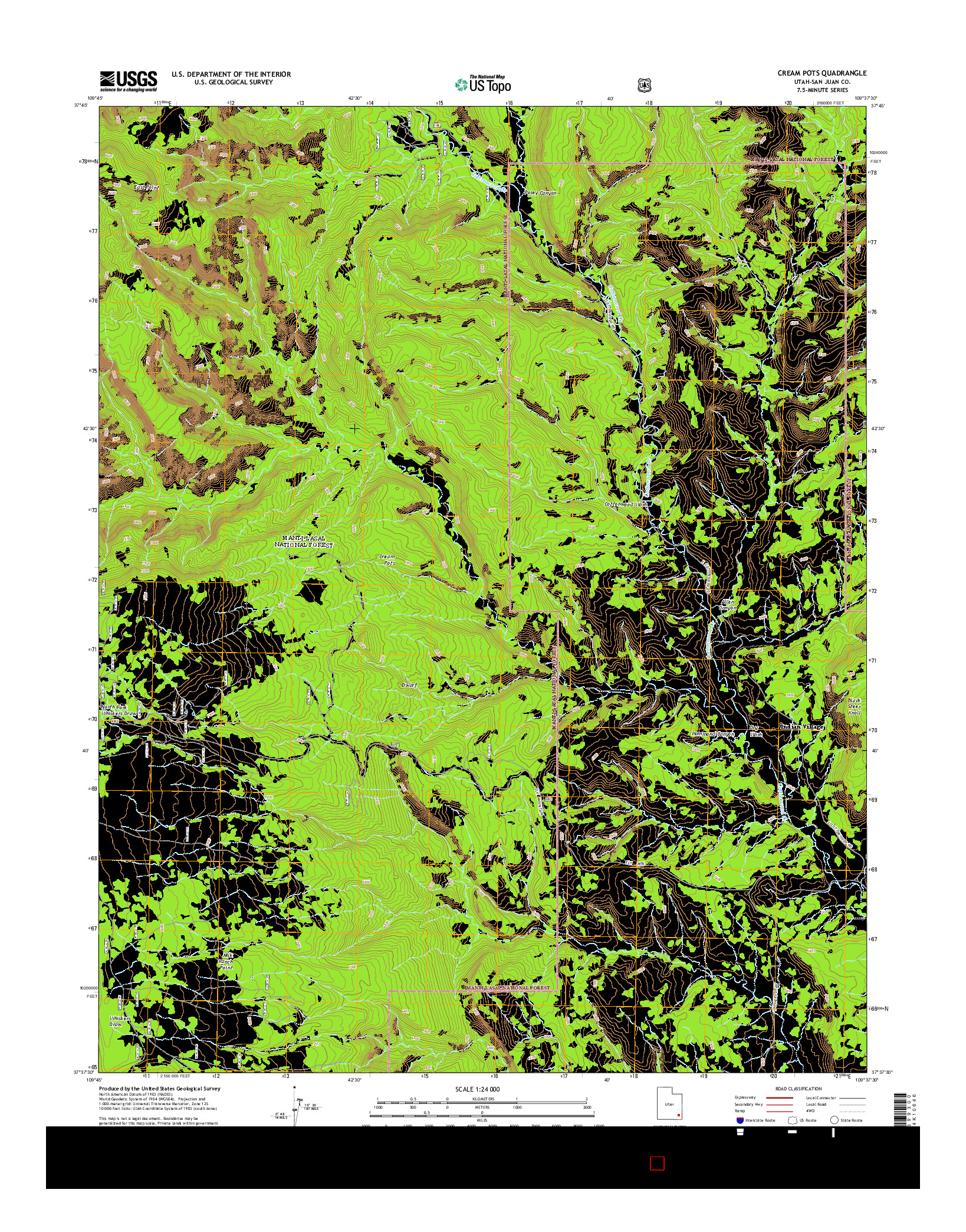 USGS US TOPO 7.5-MINUTE MAP FOR CREAM POTS, UT 2014