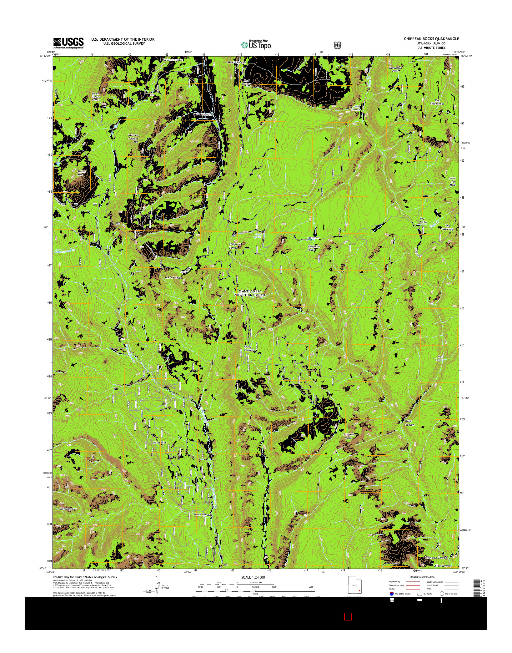 USGS US TOPO 7.5-MINUTE MAP FOR CHIPPEAN ROCKS, UT 2014