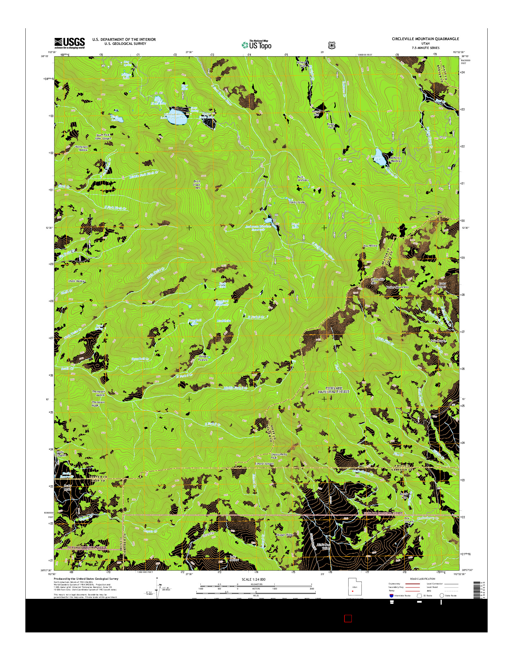 USGS US TOPO 7.5-MINUTE MAP FOR CIRCLEVILLE MOUNTAIN, UT 2014