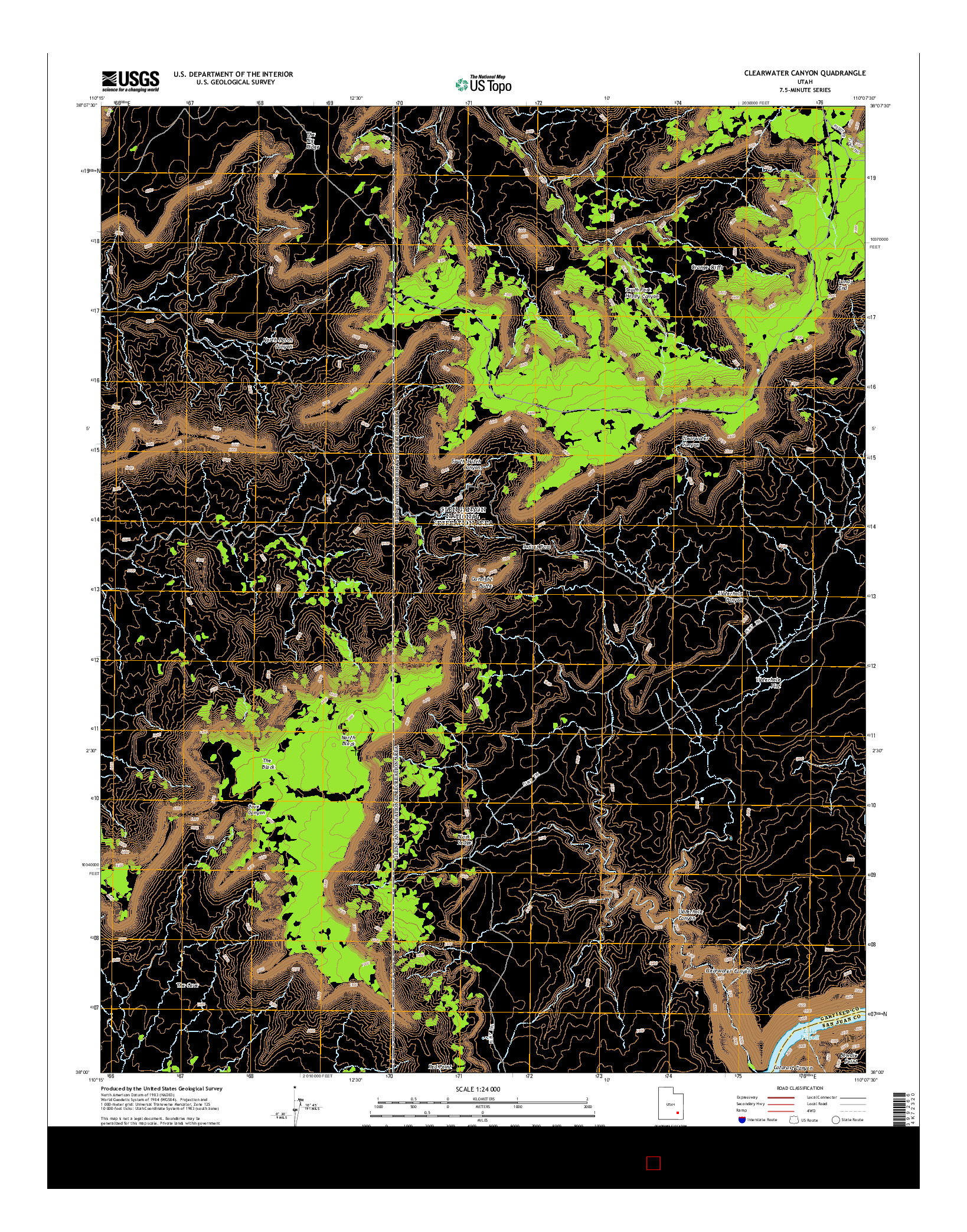 USGS US TOPO 7.5-MINUTE MAP FOR CLEARWATER CANYON, UT 2014