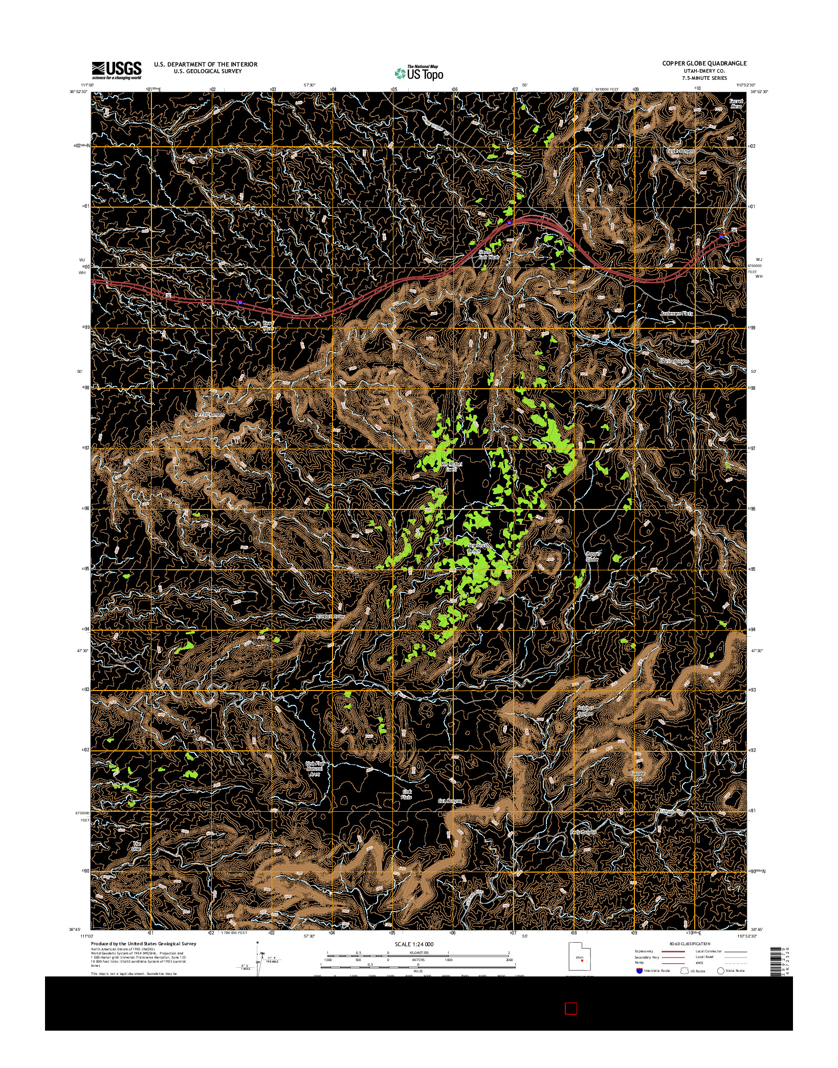 USGS US TOPO 7.5-MINUTE MAP FOR COPPER GLOBE, UT 2014