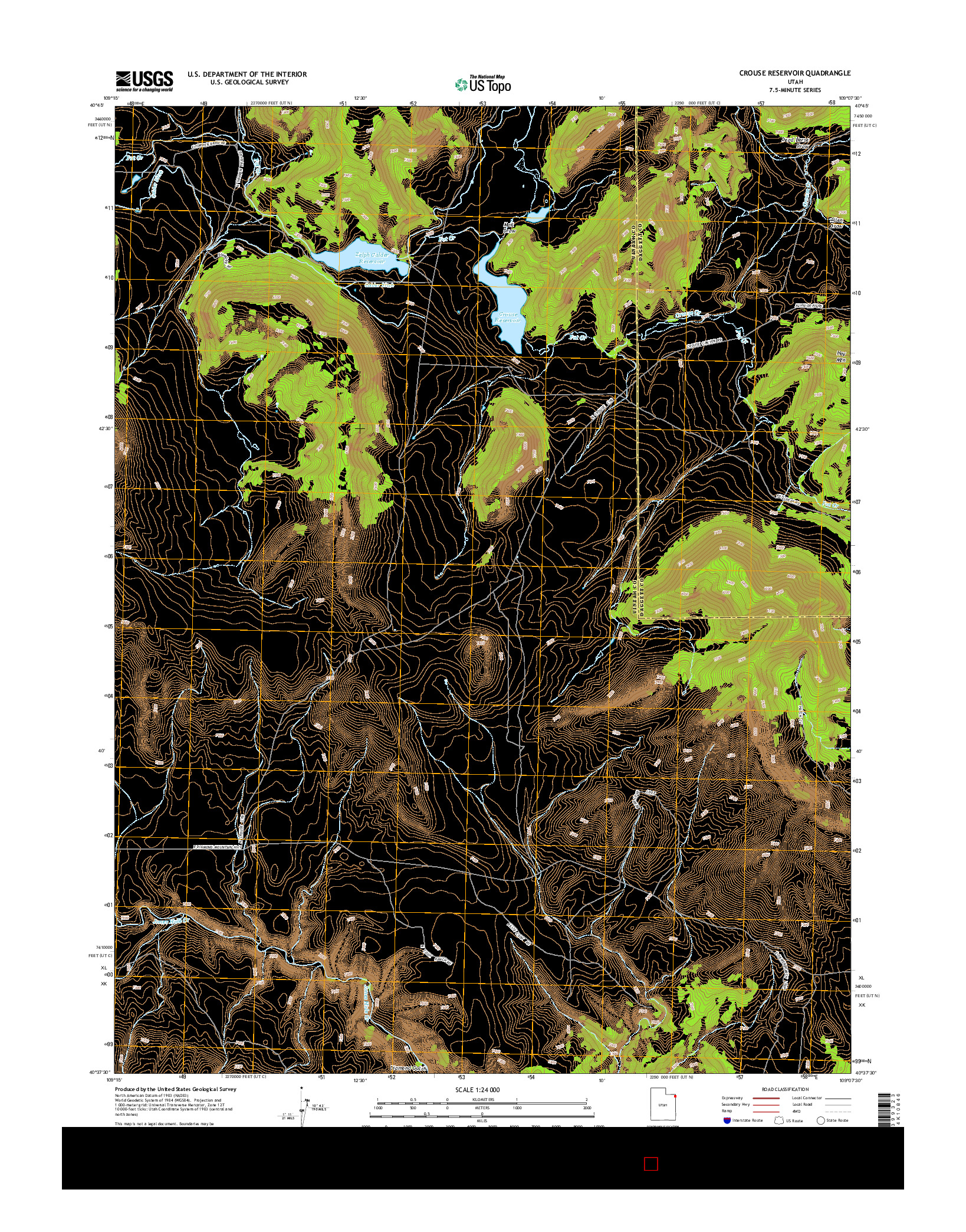 USGS US TOPO 7.5-MINUTE MAP FOR CROUSE RESERVOIR, UT 2014