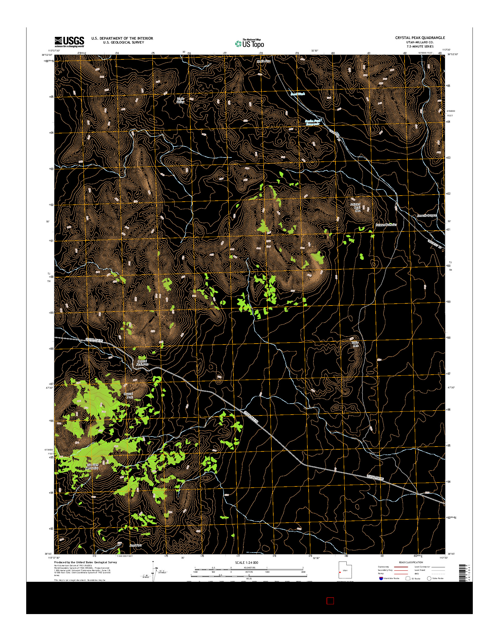 USGS US TOPO 7.5-MINUTE MAP FOR CRYSTAL PEAK, UT 2014