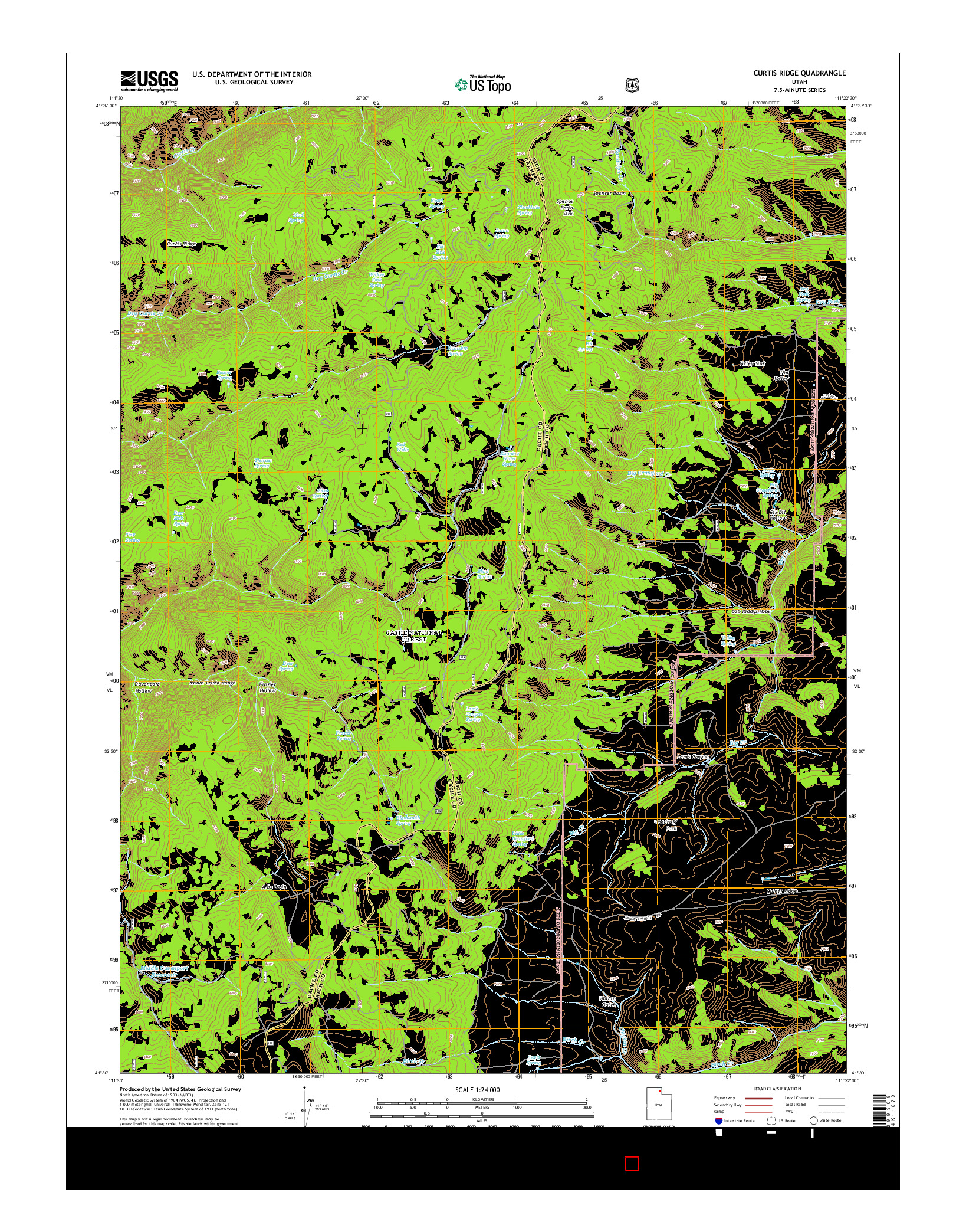 USGS US TOPO 7.5-MINUTE MAP FOR CURTIS RIDGE, UT 2014