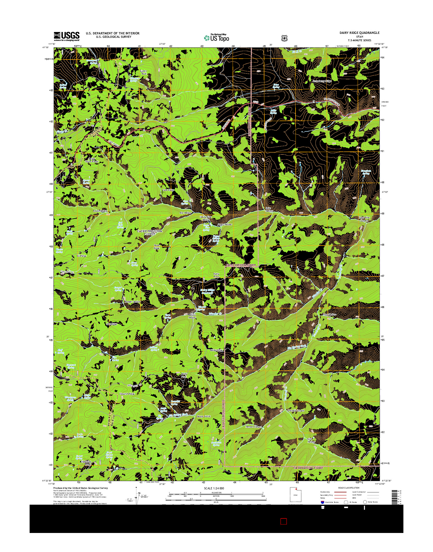 USGS US TOPO 7.5-MINUTE MAP FOR DAIRY RIDGE, UT 2014