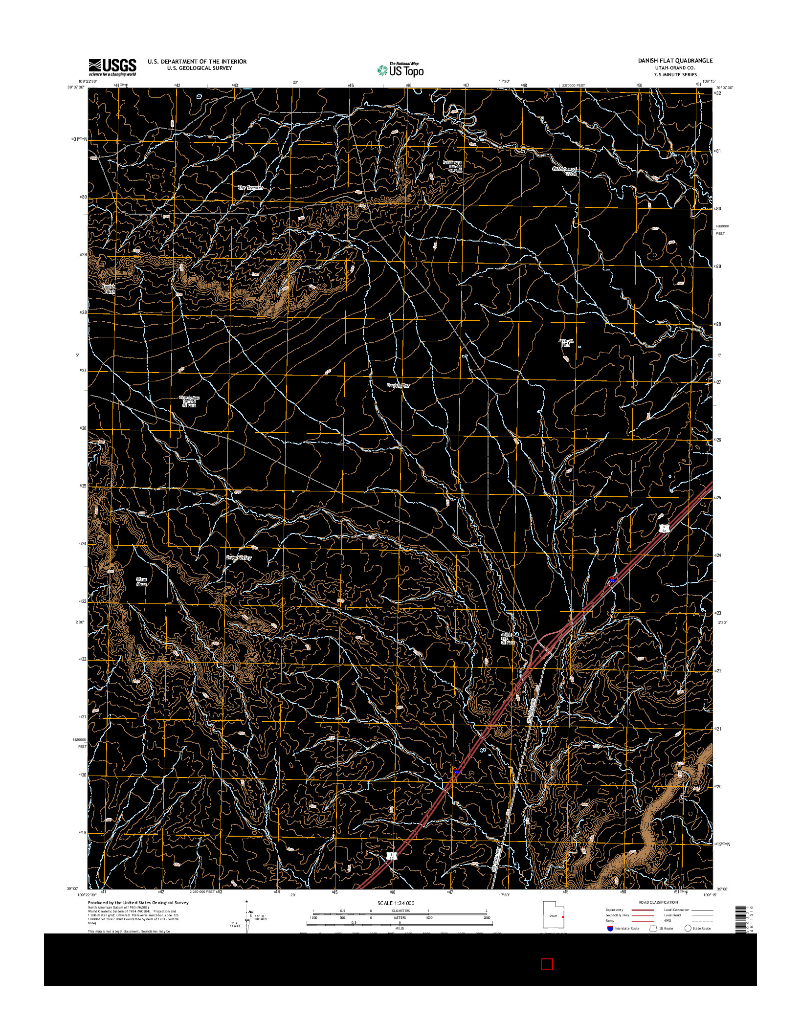 USGS US TOPO 7.5-MINUTE MAP FOR DANISH FLAT, UT 2014