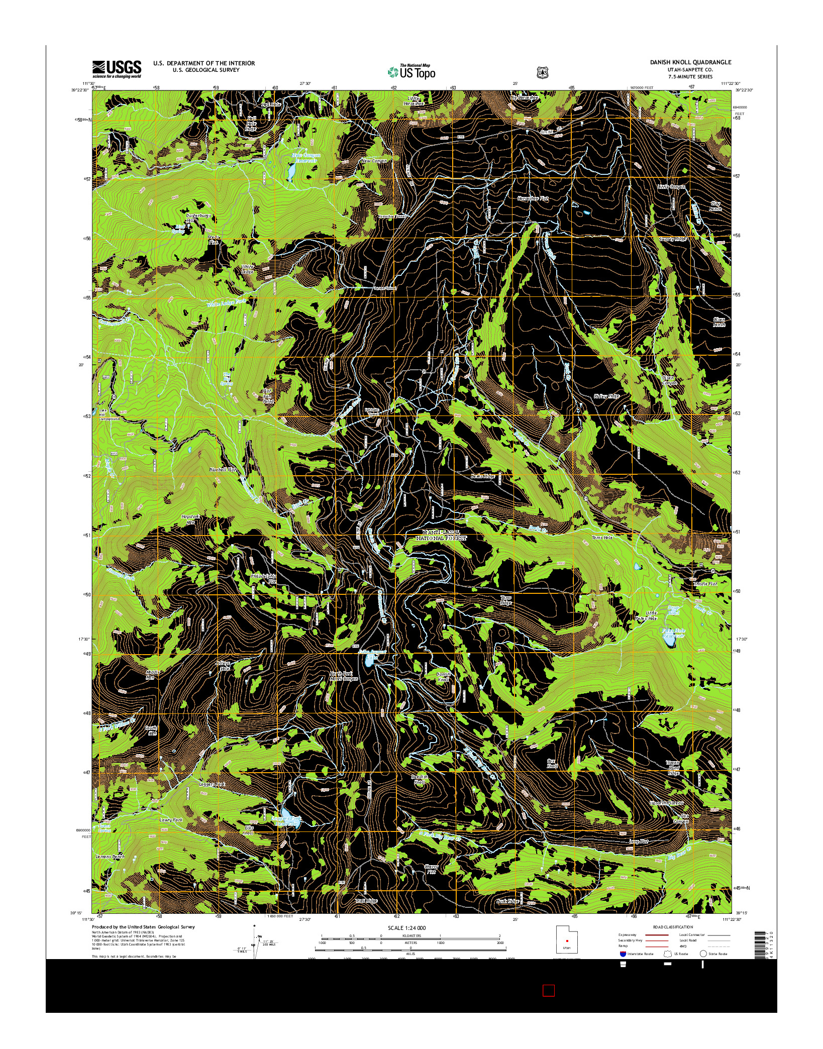 USGS US TOPO 7.5-MINUTE MAP FOR DANISH KNOLL, UT 2014