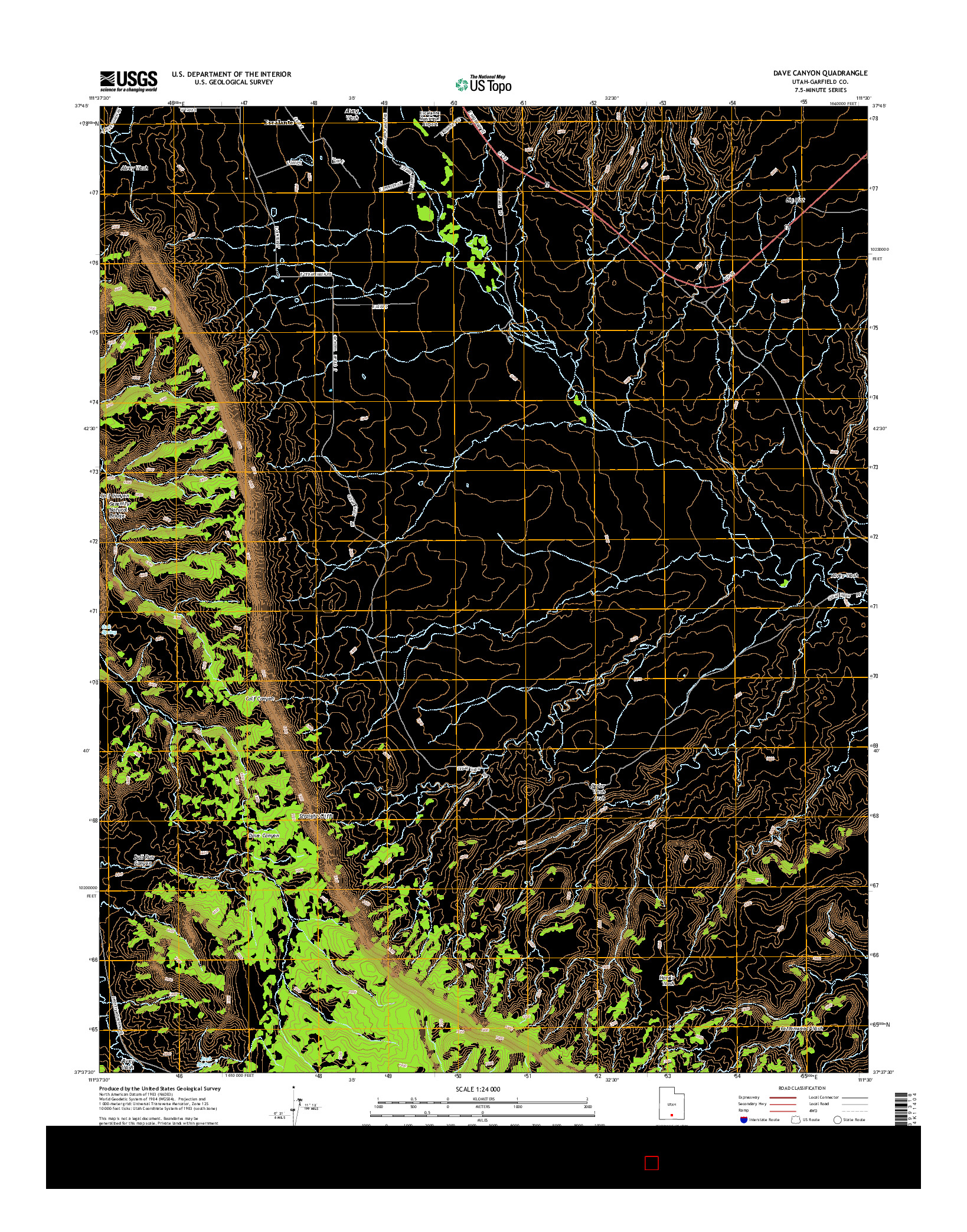 USGS US TOPO 7.5-MINUTE MAP FOR DAVE CANYON, UT 2014