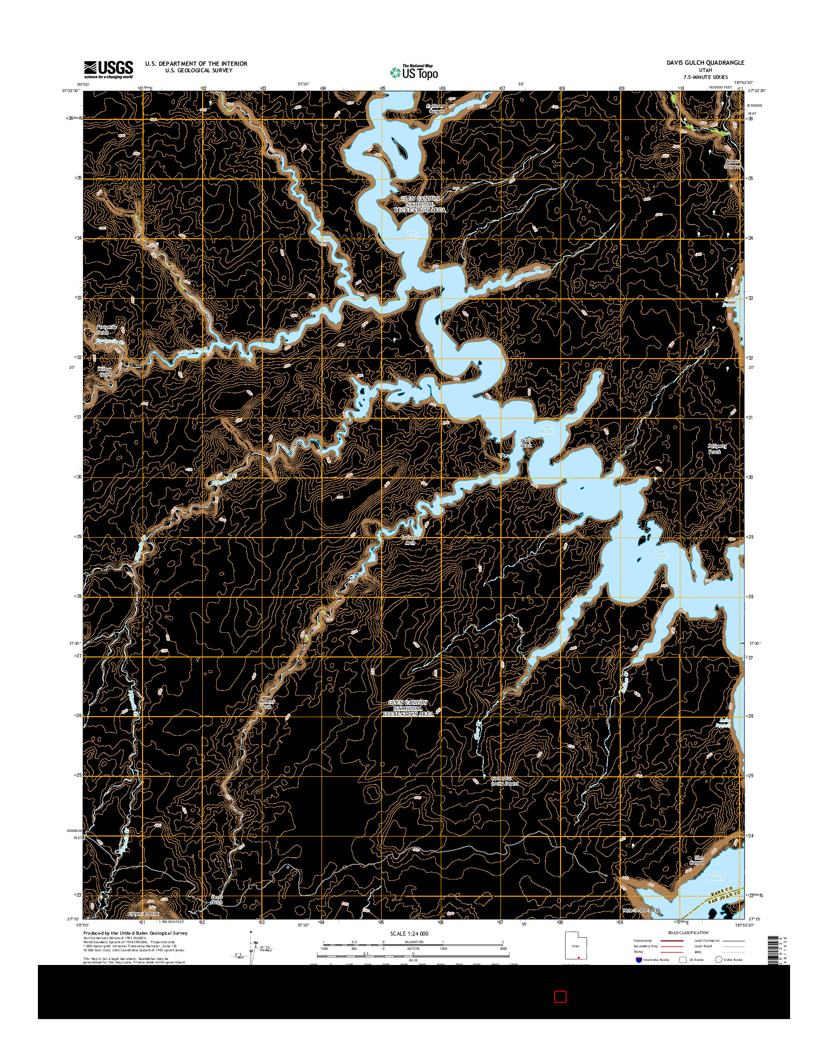 USGS US TOPO 7.5-MINUTE MAP FOR DAVIS GULCH, UT 2014