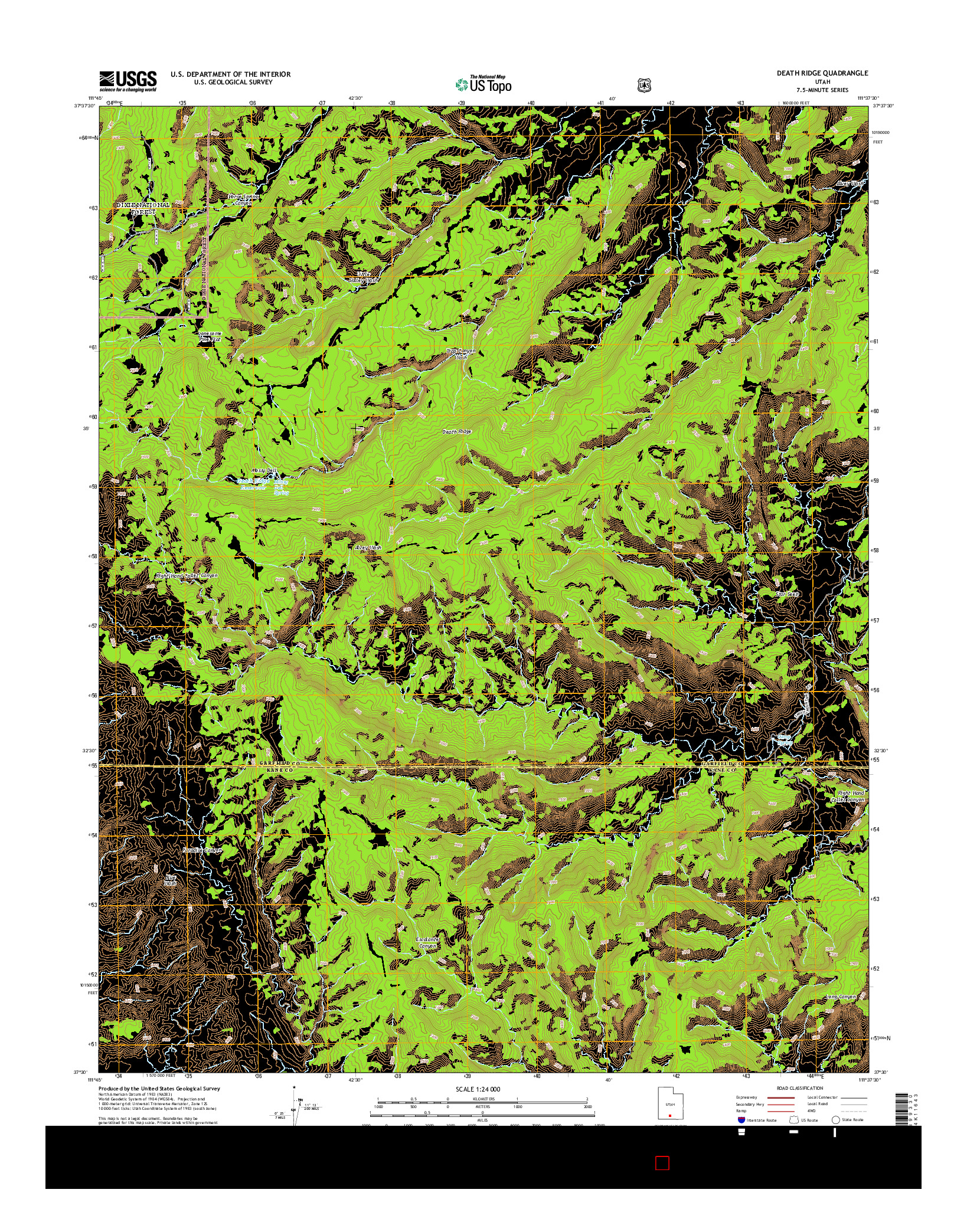 USGS US TOPO 7.5-MINUTE MAP FOR DEATH RIDGE, UT 2014