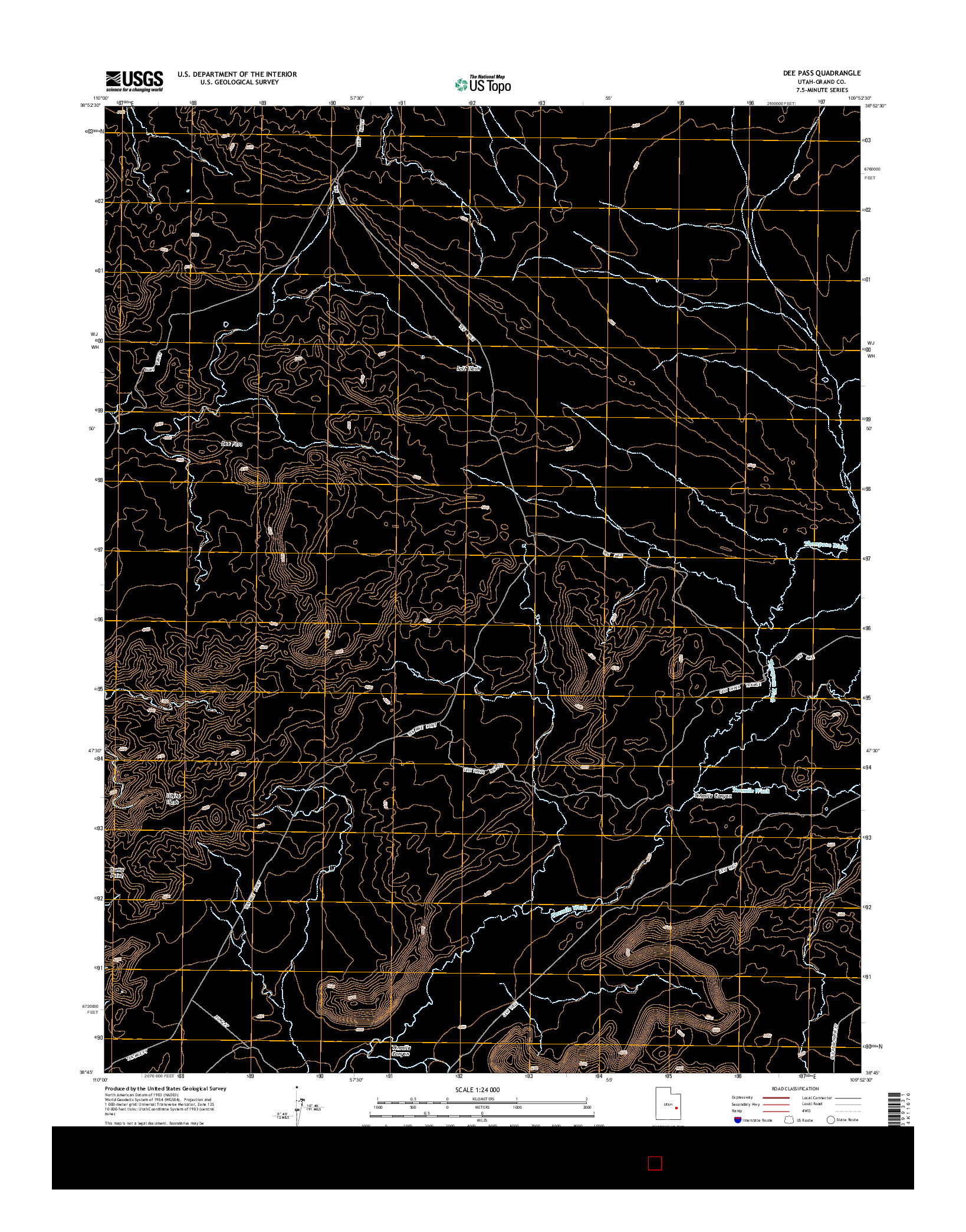 USGS US TOPO 7.5-MINUTE MAP FOR DEE PASS, UT 2014
