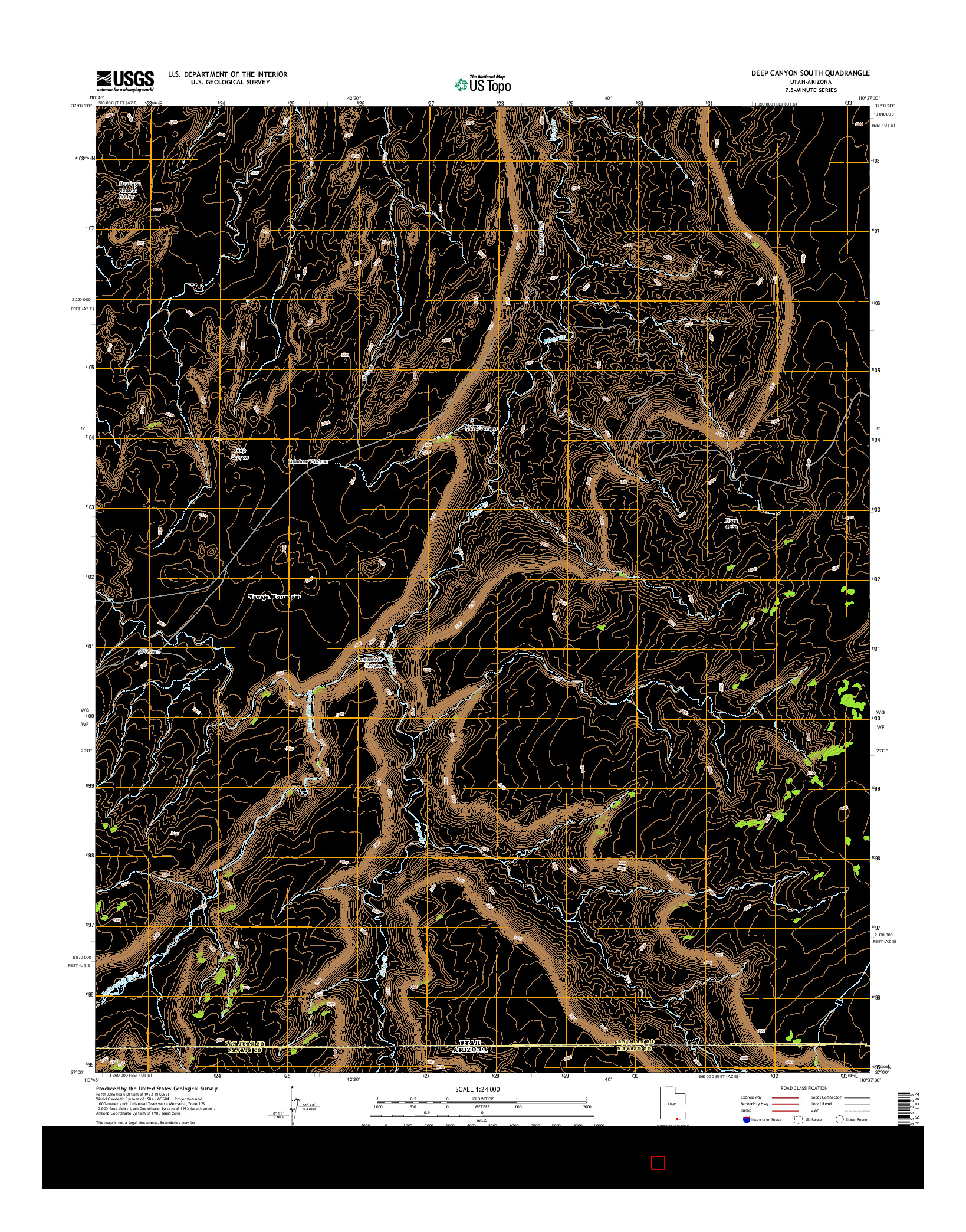 USGS US TOPO 7.5-MINUTE MAP FOR DEEP CANYON SOUTH, UT-AZ 2014