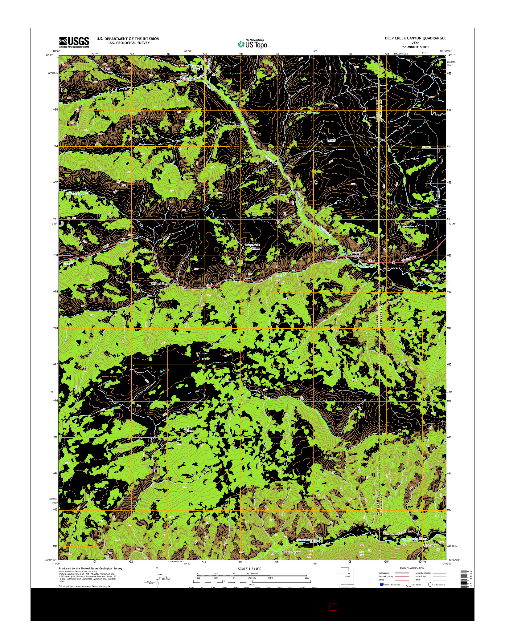 USGS US TOPO 7.5-MINUTE MAP FOR DEEP CREEK CANYON, UT 2014