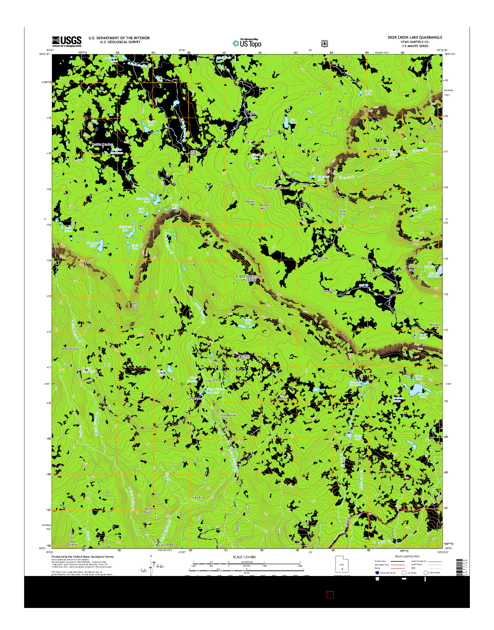 USGS US TOPO 7.5-MINUTE MAP FOR DEER CREEK LAKE, UT 2014