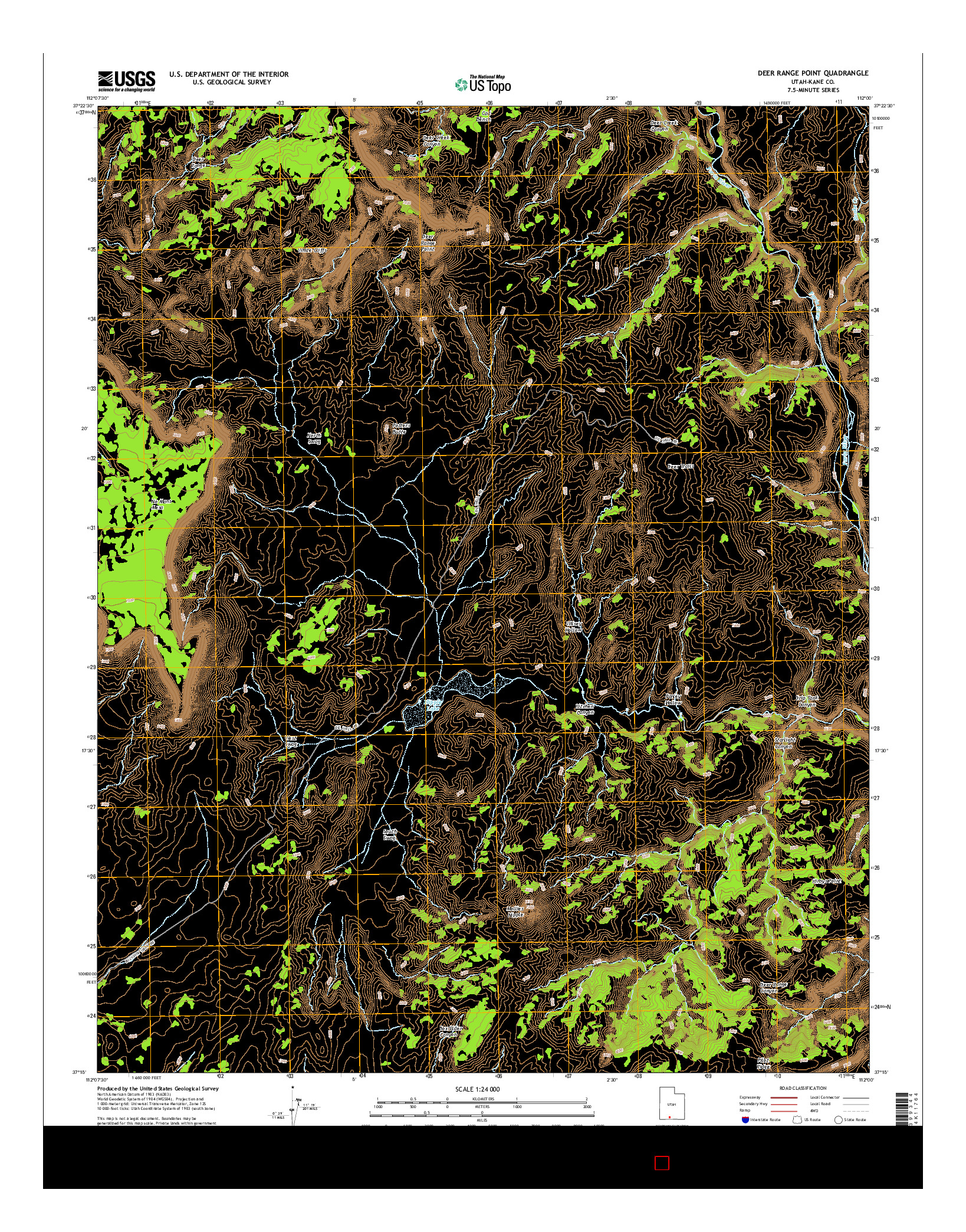 USGS US TOPO 7.5-MINUTE MAP FOR DEER RANGE POINT, UT 2014